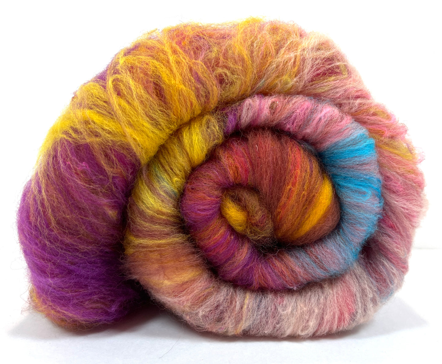 Crayon Box Batt 0804-01 - 4 oz Soft wool, NO SPARKLE, gradient style, spinning fiber, drumcarded, handspinning, nuno, felting wool