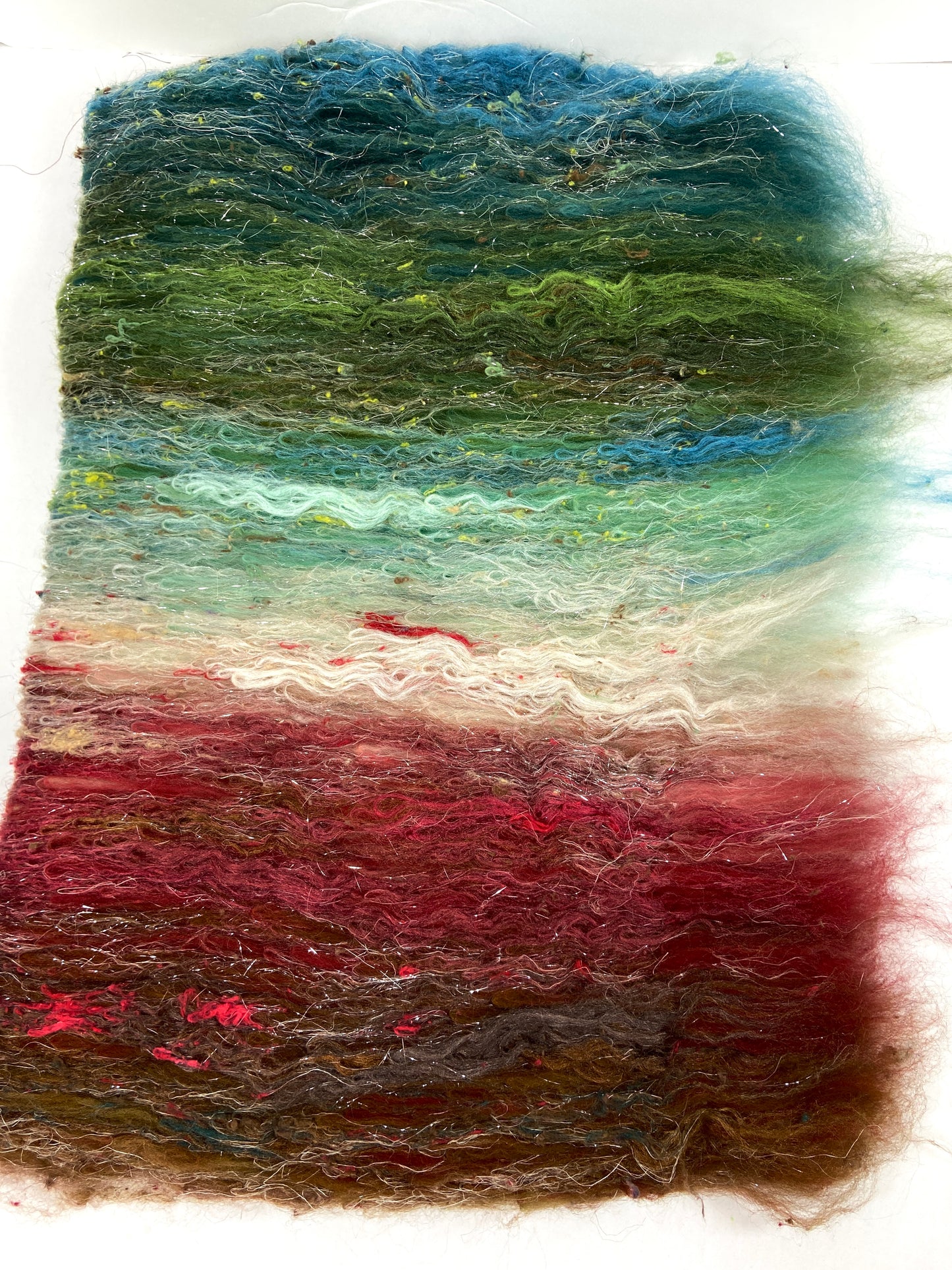 Town and Country Batt 1013-05 - 2.6 oz Targhee wool, silk, noils, spinning fiber, drumcarded, handspinning, nuno, felting wool, weaving