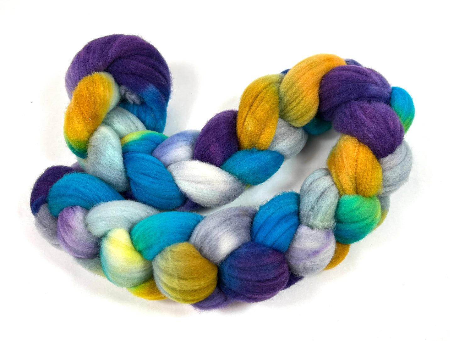 Sapphire Cove SC - 4 oz hand painted wool combed top, roving, spinning fiber, handspinning, felting