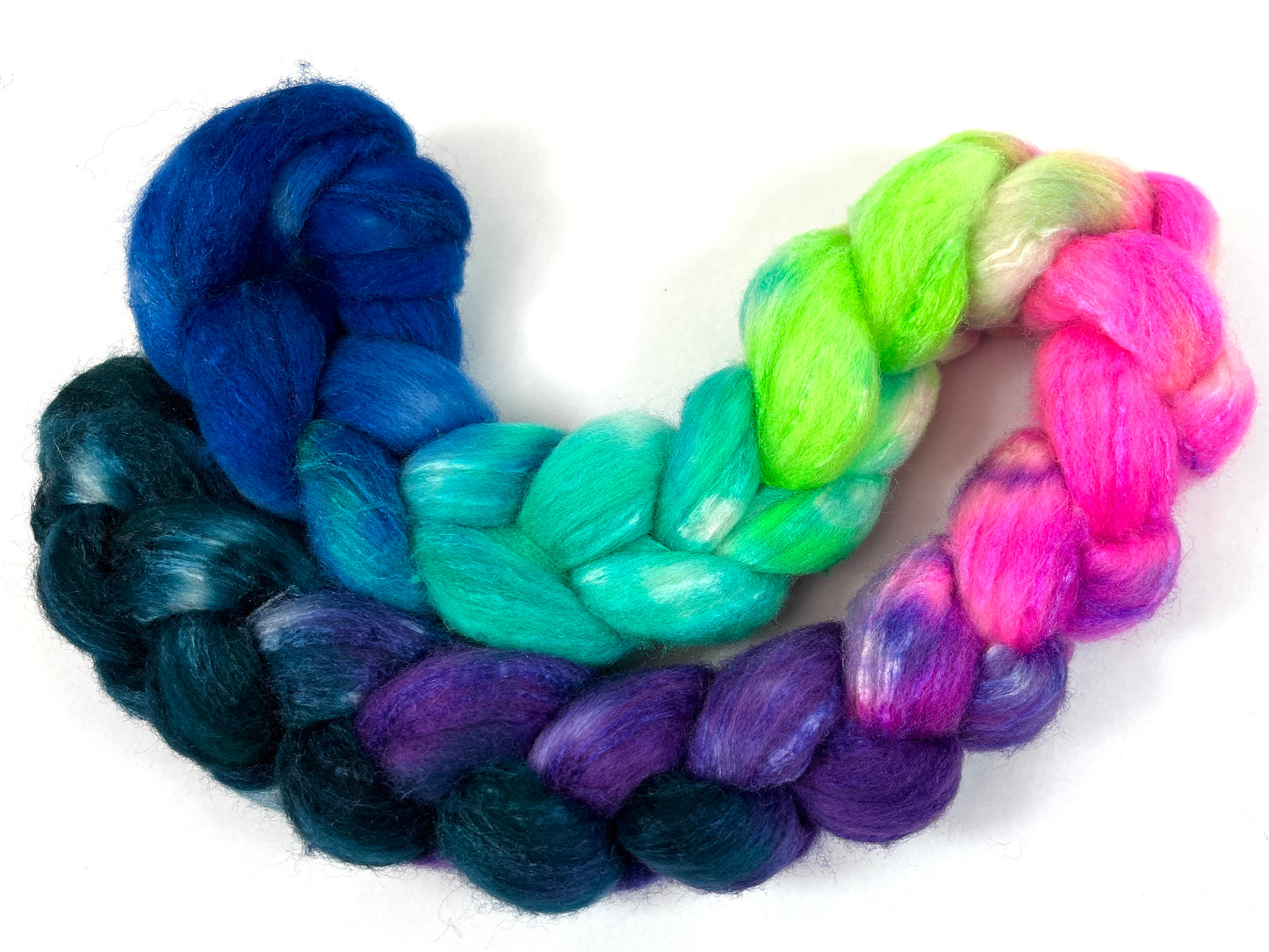 Nemesis Long Gradient - 4 oz BFL/silk combed top, roving, spinning fiber, handspinning, felting, needle felting, weaving supplies