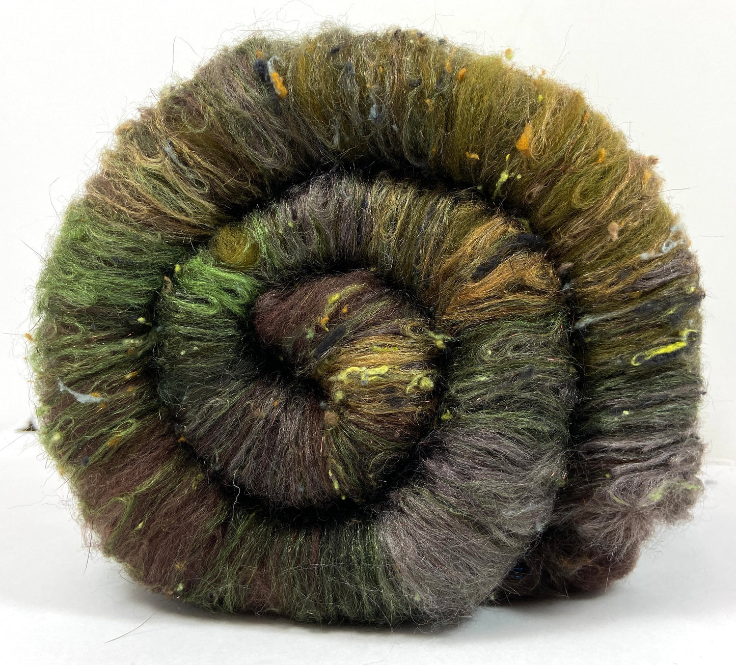 Peat Bog Batt 1012-08 - 2.7 oz Falkland Merino wool, silk, noils, spinning fiber, drumcarded, handspinning, nuno, felting wool, weaving