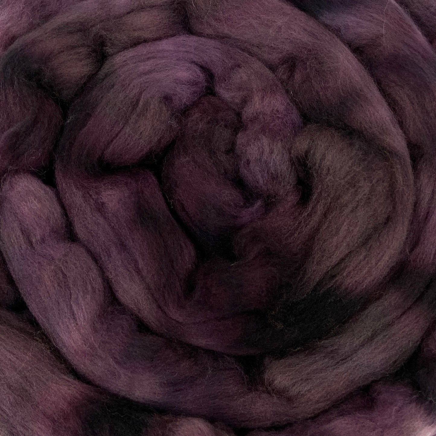 Raisin - 2 oz hand dyed semisolid wool combed top
