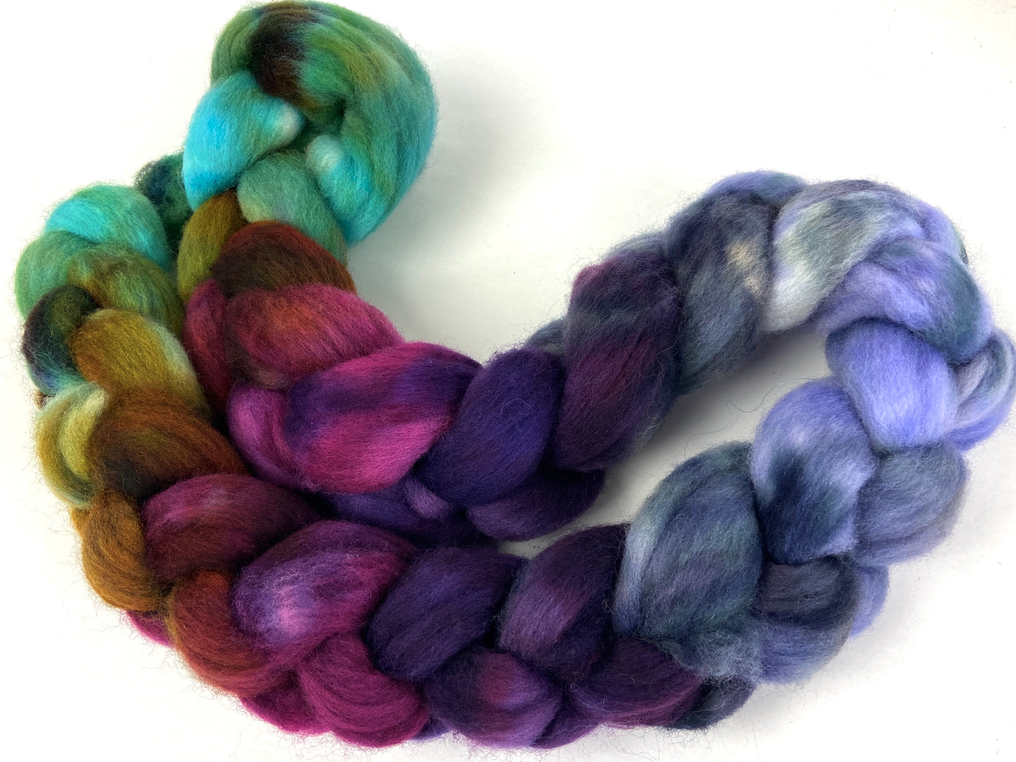Arabesque MG - 4 oz hand painted wool combed top, roving, spinning fiber, handspinning, felting