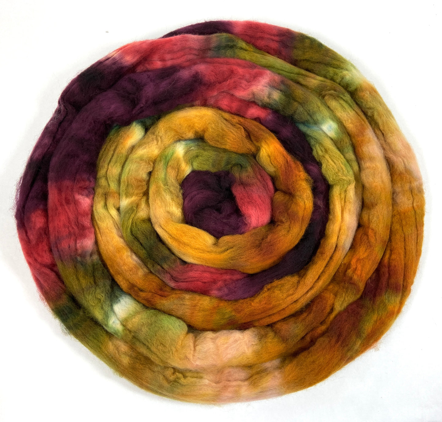 Renaissance SC - 4 oz hand painted wool combed top, roving, spinning fiber, handspinning, felting