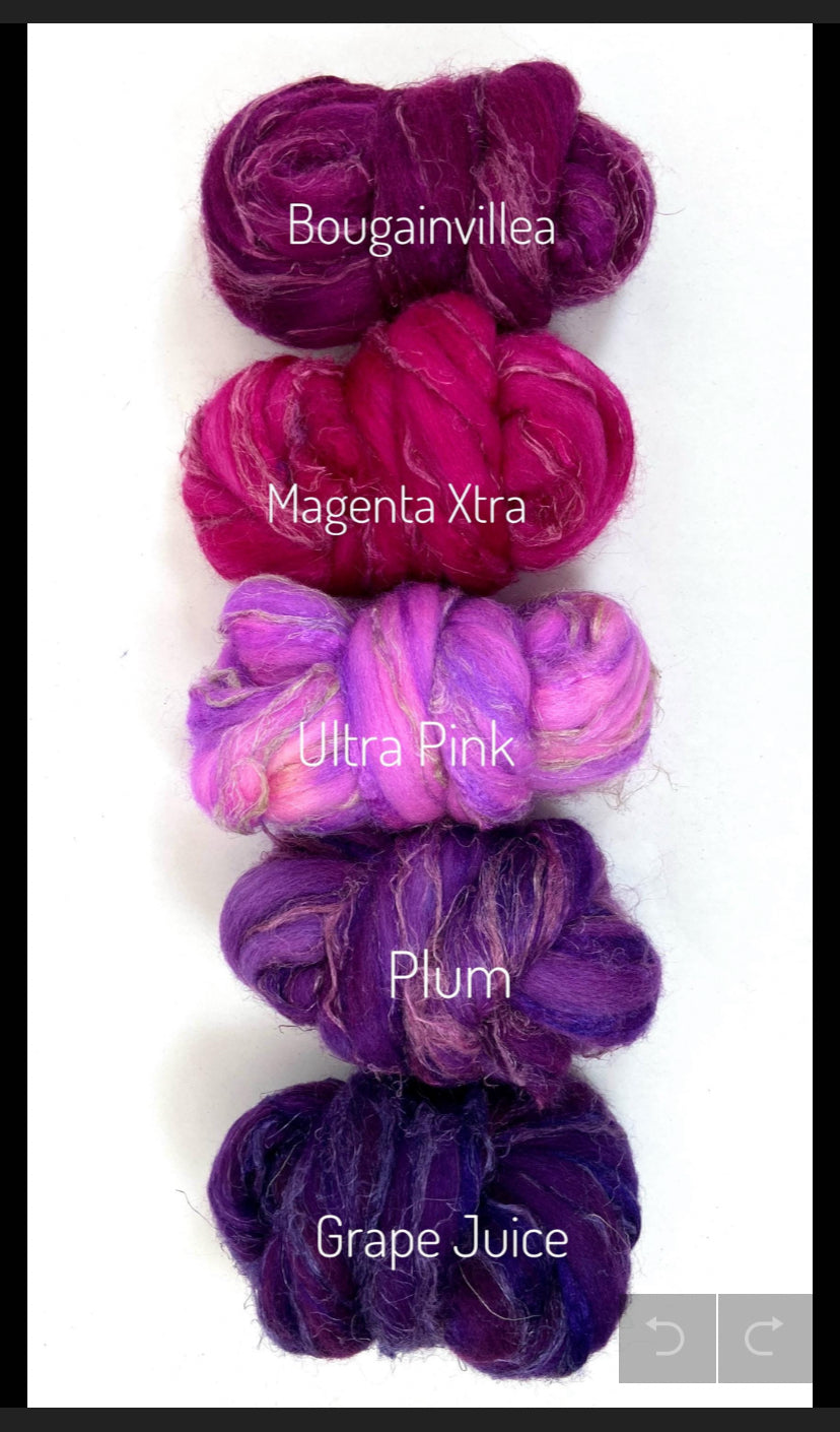 Combo Pack - 5 oz, Merino, silk, flax combed top, mirrored gradient, roving, spinning fiber, handspinning, felting, wool, 1110-01