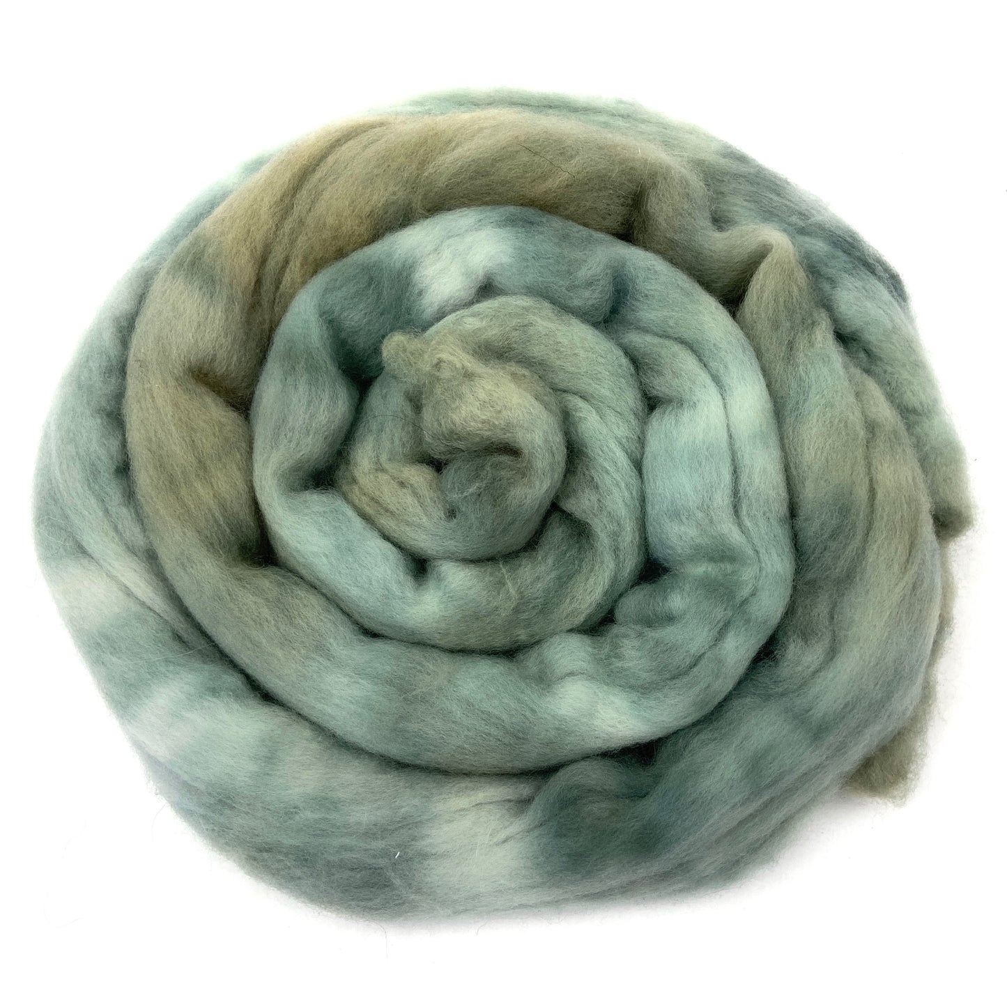 Dried Sage - 2 oz hand dyed semisolid wool combed top