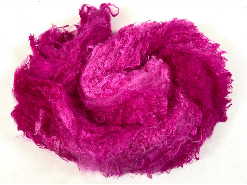 Silk Laps, Magenta, .6 oz, 0725-06, mulberry silk, nuno, wet felting, spinning fiber, art yarn, handspinning, felting fiber, corespinning