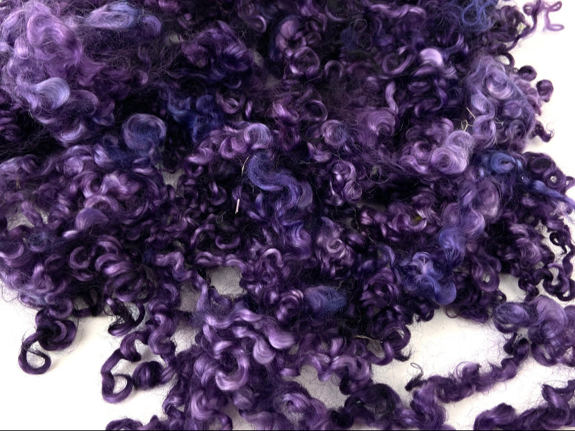 Wensleydale Locks, 1 oz, Grape, 4-5 inches, super clean, spinning, felting, fiber art, doll hair, nuno, art yarn 0923-06