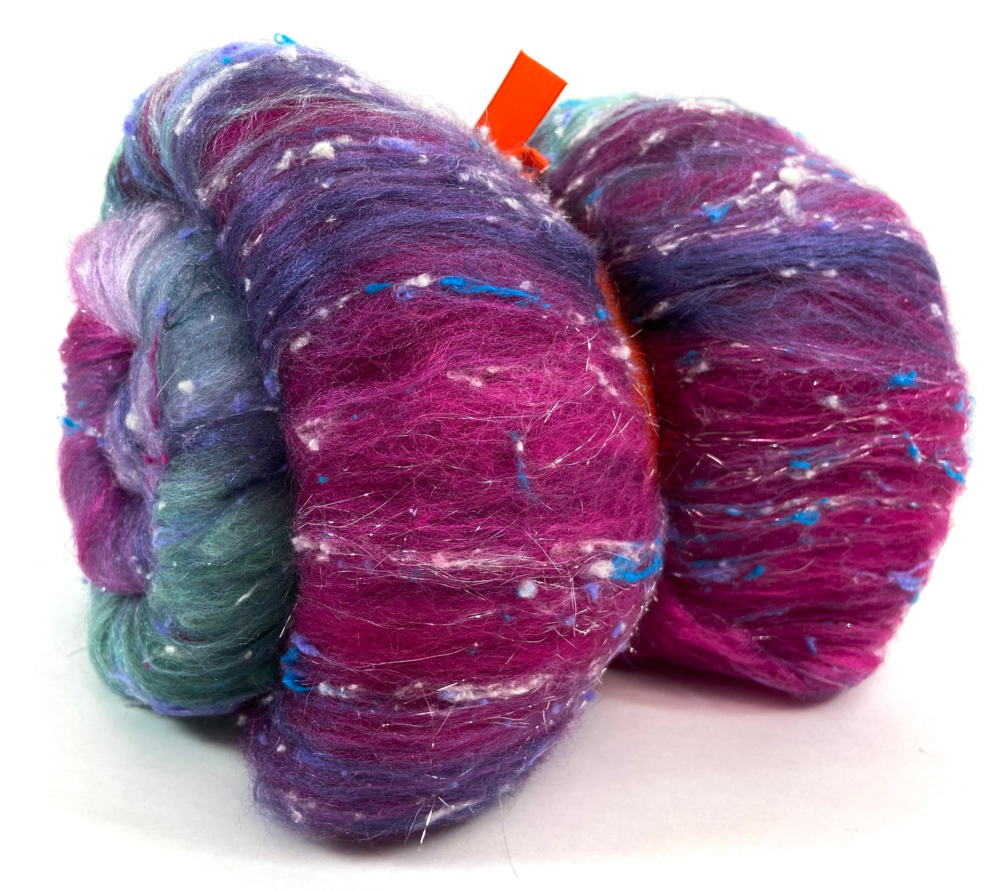 Masquerade Batt 0803-08 - 2.7 oz Falkland Merino wool, silk, noils, spinning fiber, handspinning, nuno, felting wool, weaving