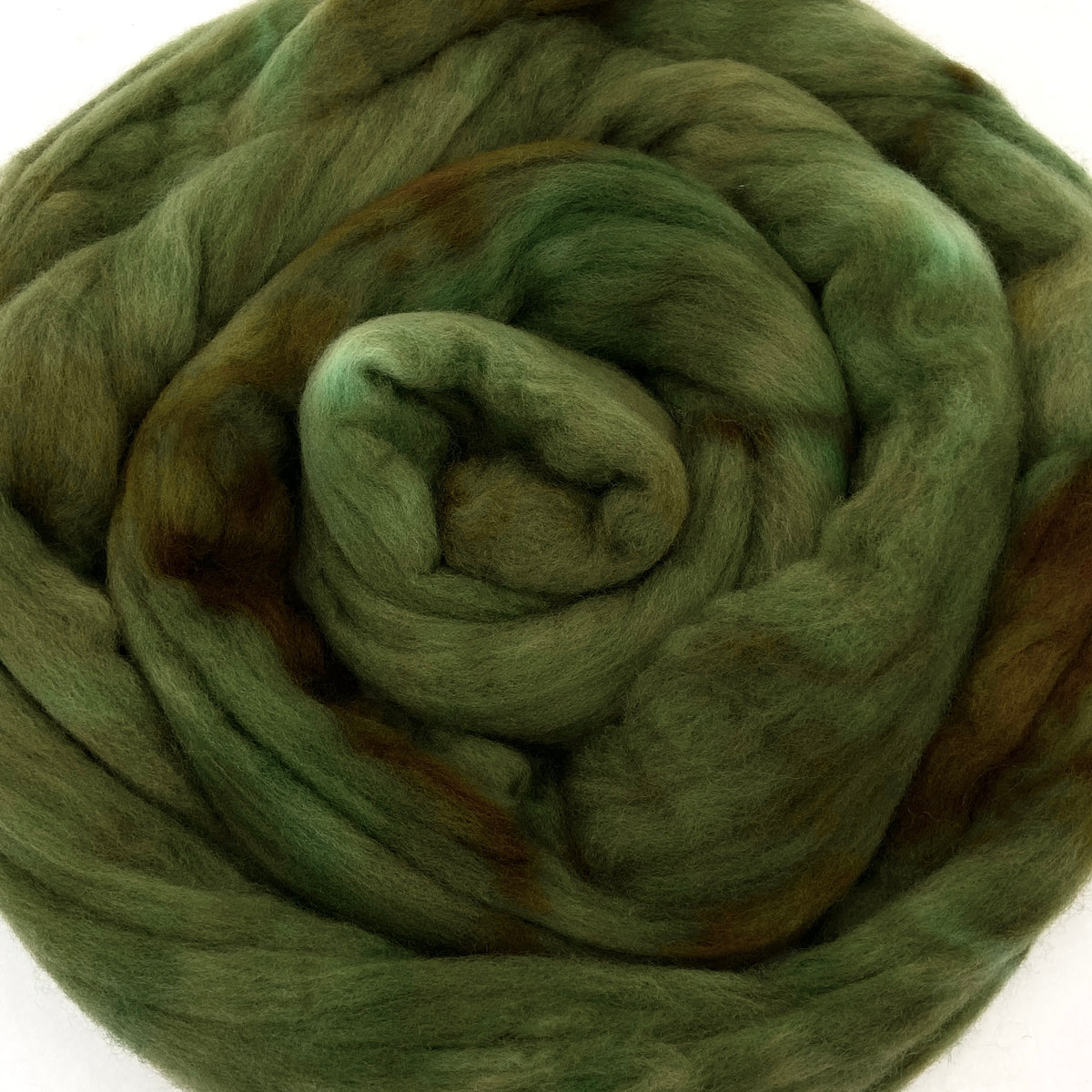 Martin Green - 2 oz hand dyed semisolid wool combed top