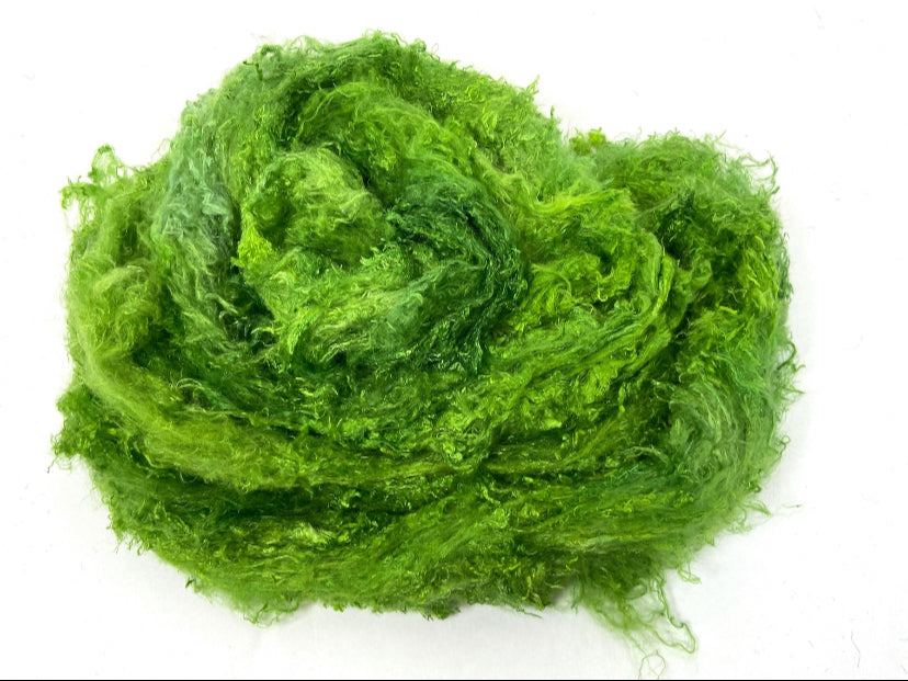 Silk Laps, Tree Frog, mulberry silk, nuno, wet felting, spinning fiber, art yarn, handspinning, felting fiber, corespinning, 1101-02