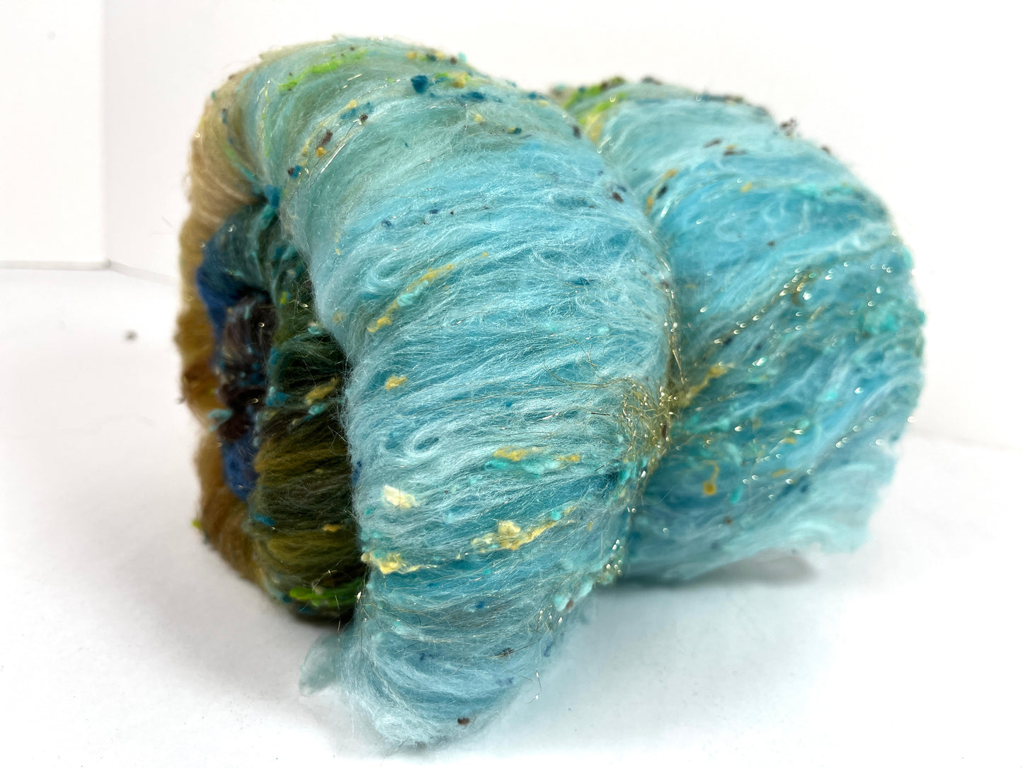 Sherwood Forest Batt 1228-04, 2.4 oz, 18.5 micron Merino wool, silk, spinning fiber, felting wool, weaving fiber