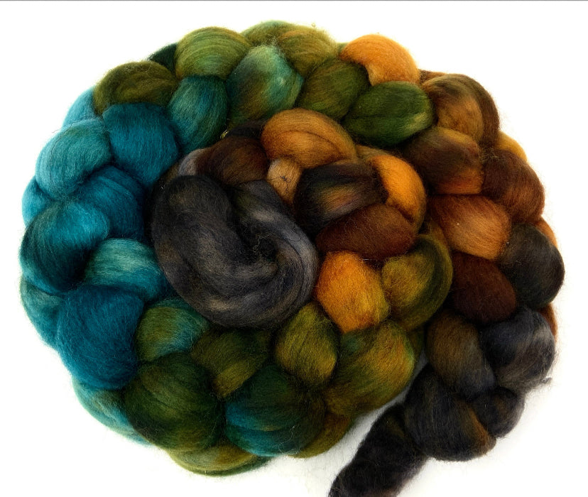 Keepsake MG - 4 oz hand painted wool combed top, roving, spinning fiber, handspinning, felting
