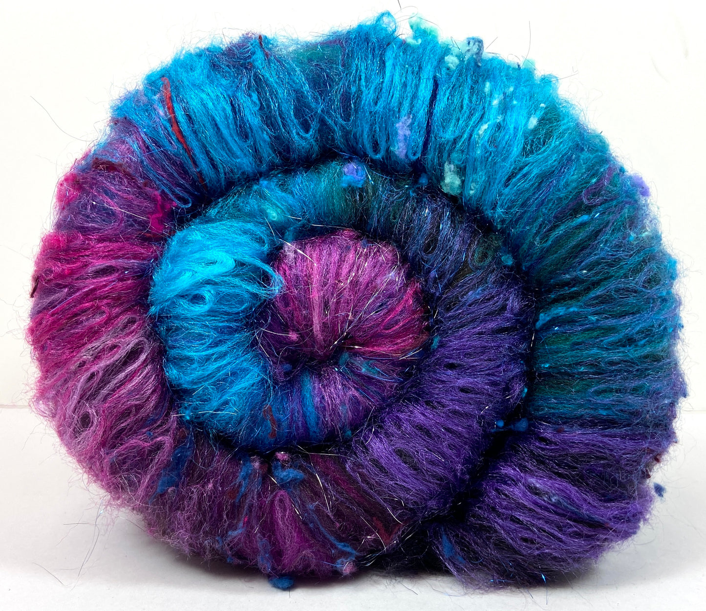 The Darkness Batt 1018-02- 2.5 oz Targhee wool, silk, noils, spinning fiber, drumcarded, handspinning, nuno, felting wool, weaving
