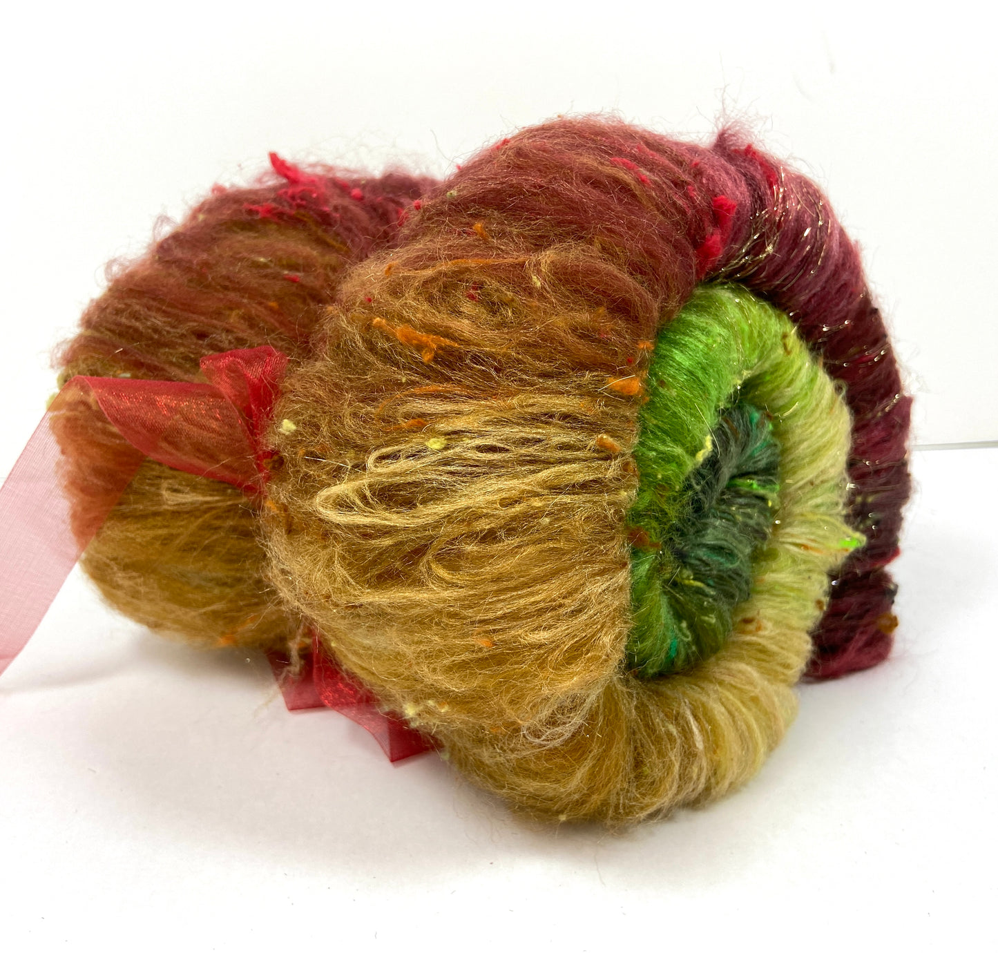 Arboreal Gradient Batt 1006-04 - 2.6 oz Corriedale wool, silk, noils, sparkle