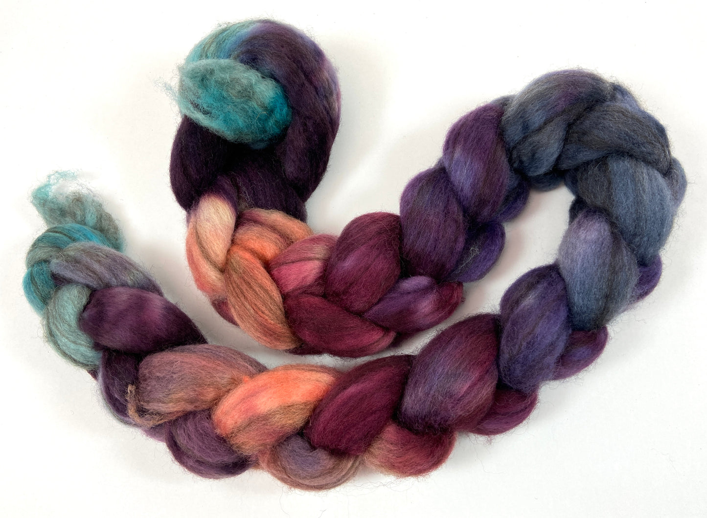 Nebula MG - 4 oz BFL Swirl wool combed top, roving, spinning fiber, handspinning, felting, needle felting, weaving supplies