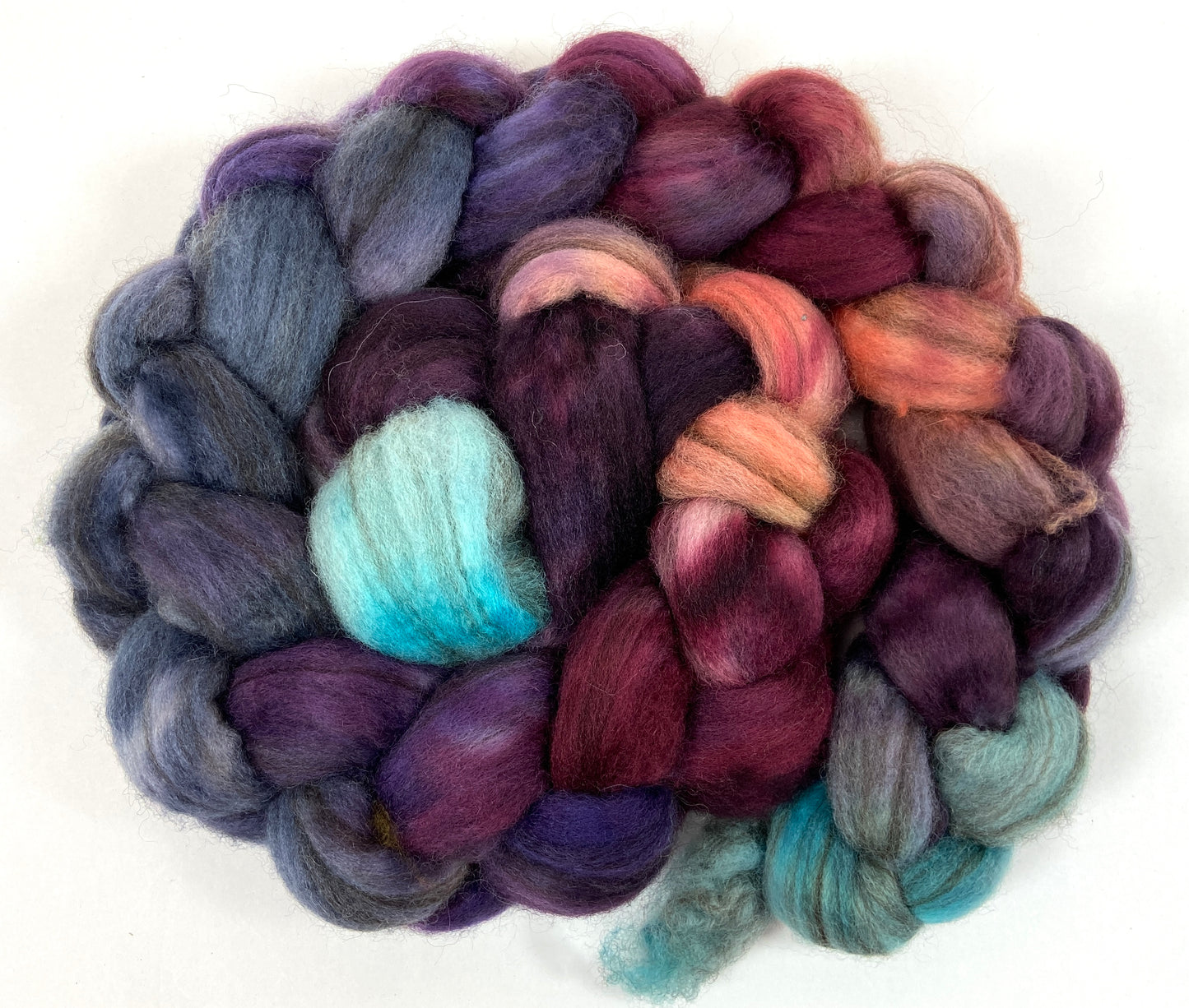 Nebula MG - 4 oz BFL Swirl wool combed top, roving, spinning fiber, handspinning, felting, needle felting, weaving supplies
