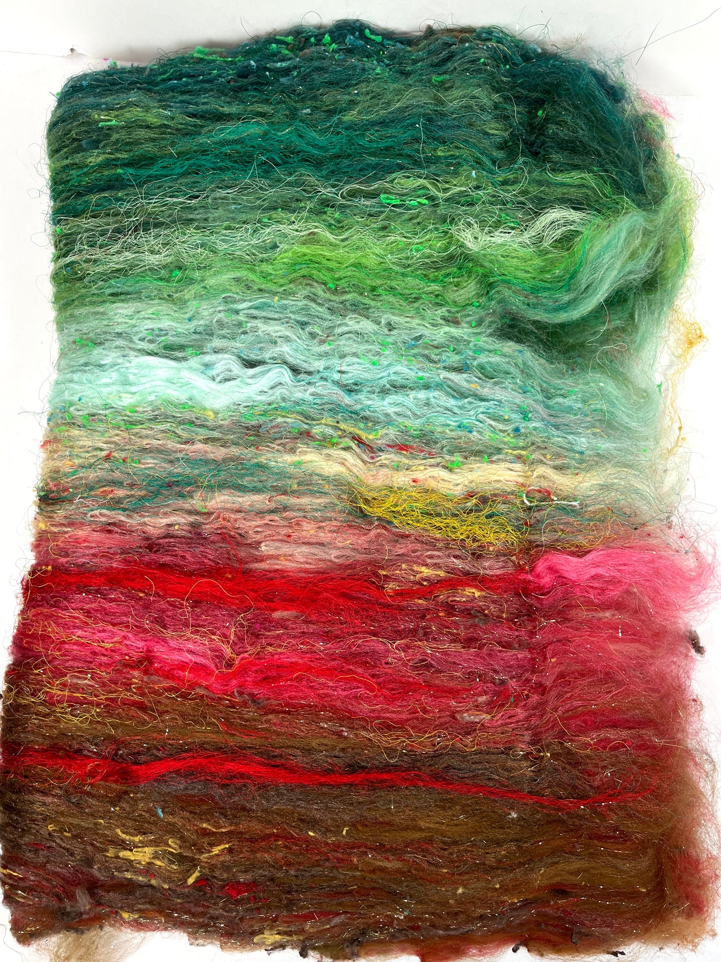 Town and Country Batt 0102-03 - 3 oz Targhee wool, silk, noils, spinning fiber, drumcarded, handspinning, nuno, felting wool, weaving
