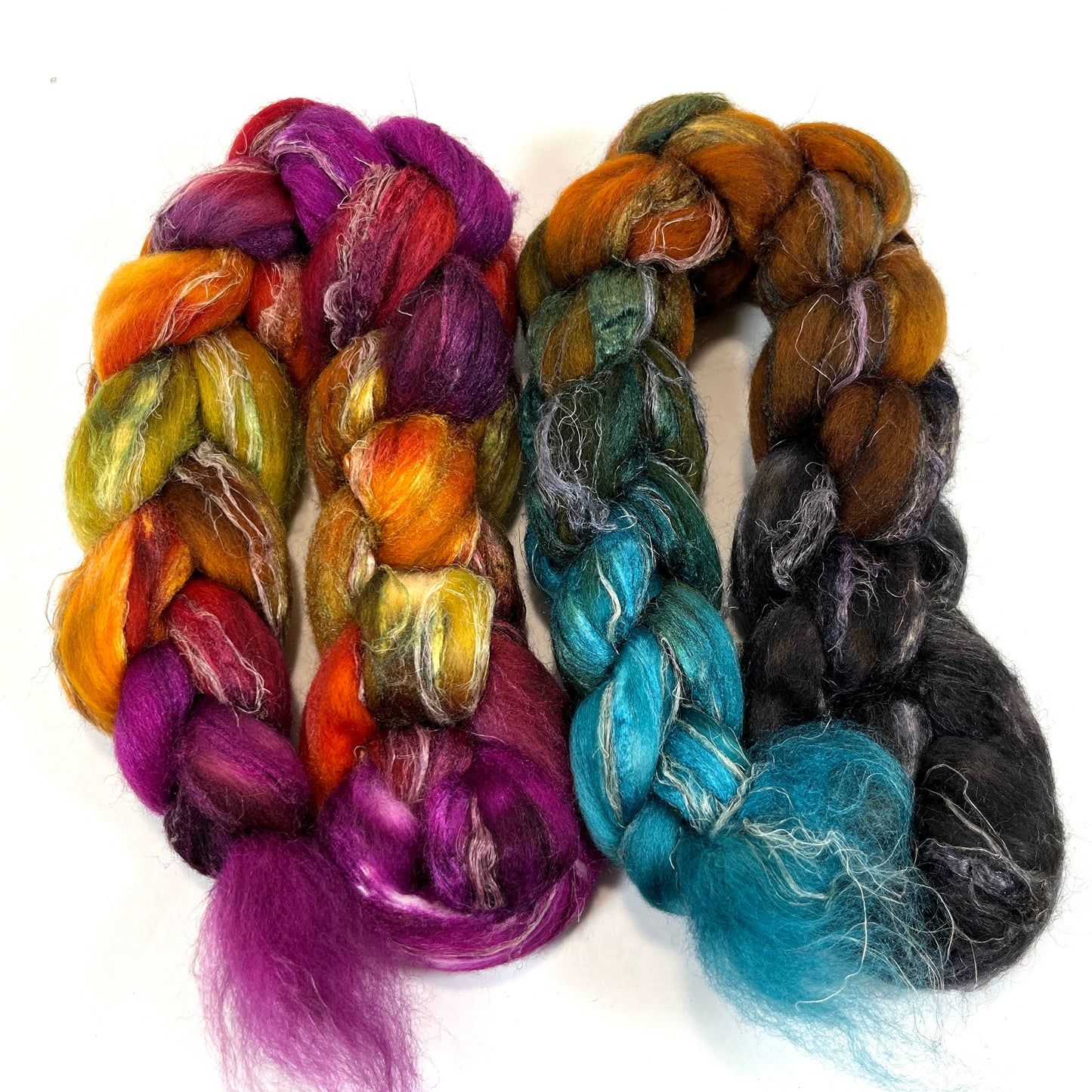 Combo Pack - Curried Beets and Keepsake, 4 oz total, Merino, silk, flax combed top, mirrored gradient, roving, spinning fiber, handspinning, felting, wool, 0727-01