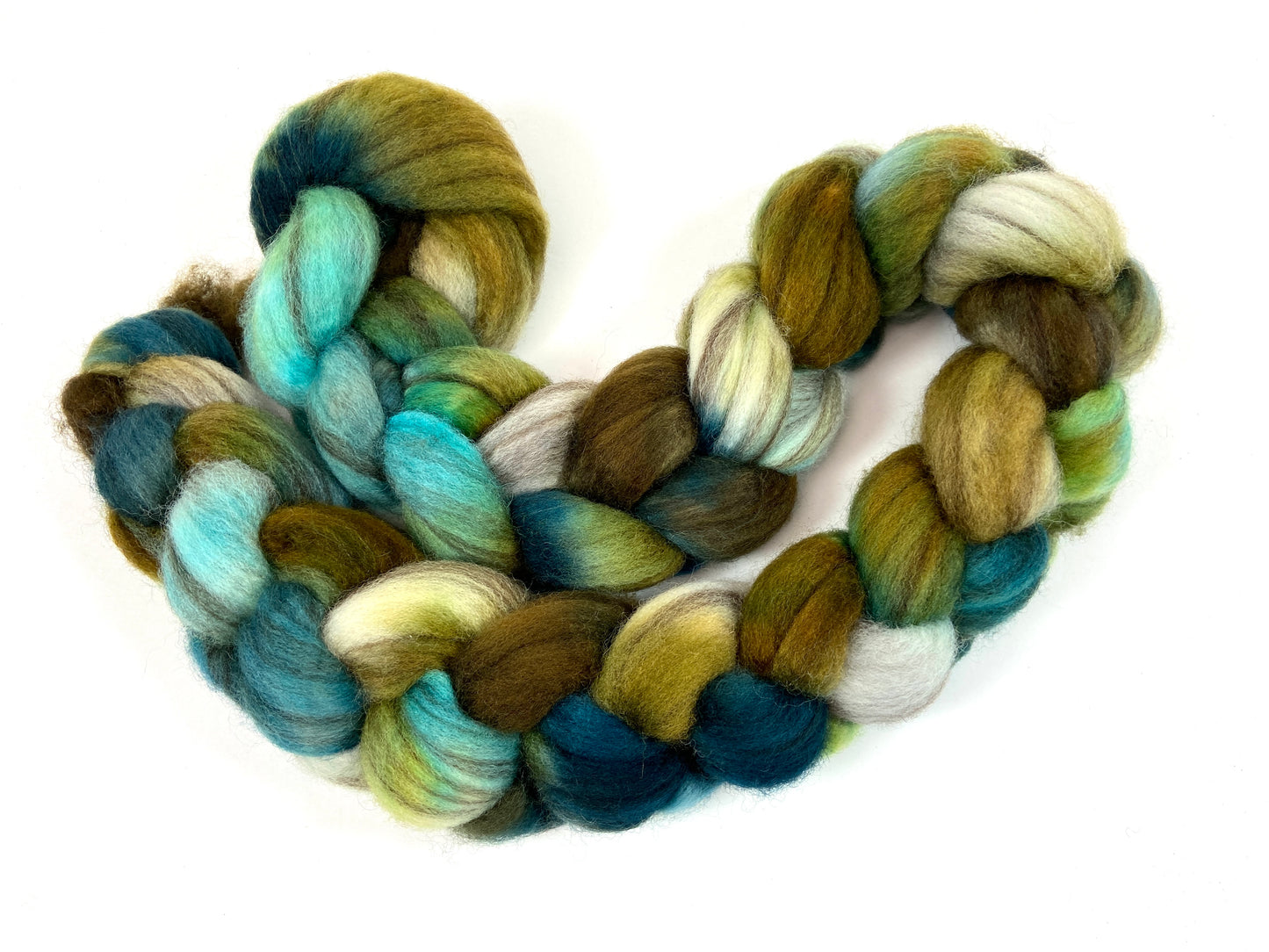 Tide Pool SC - 4 oz BFL Swirl wool combed top, roving, spinning fiber, handspinning, felting, needle felting, weaving supplies