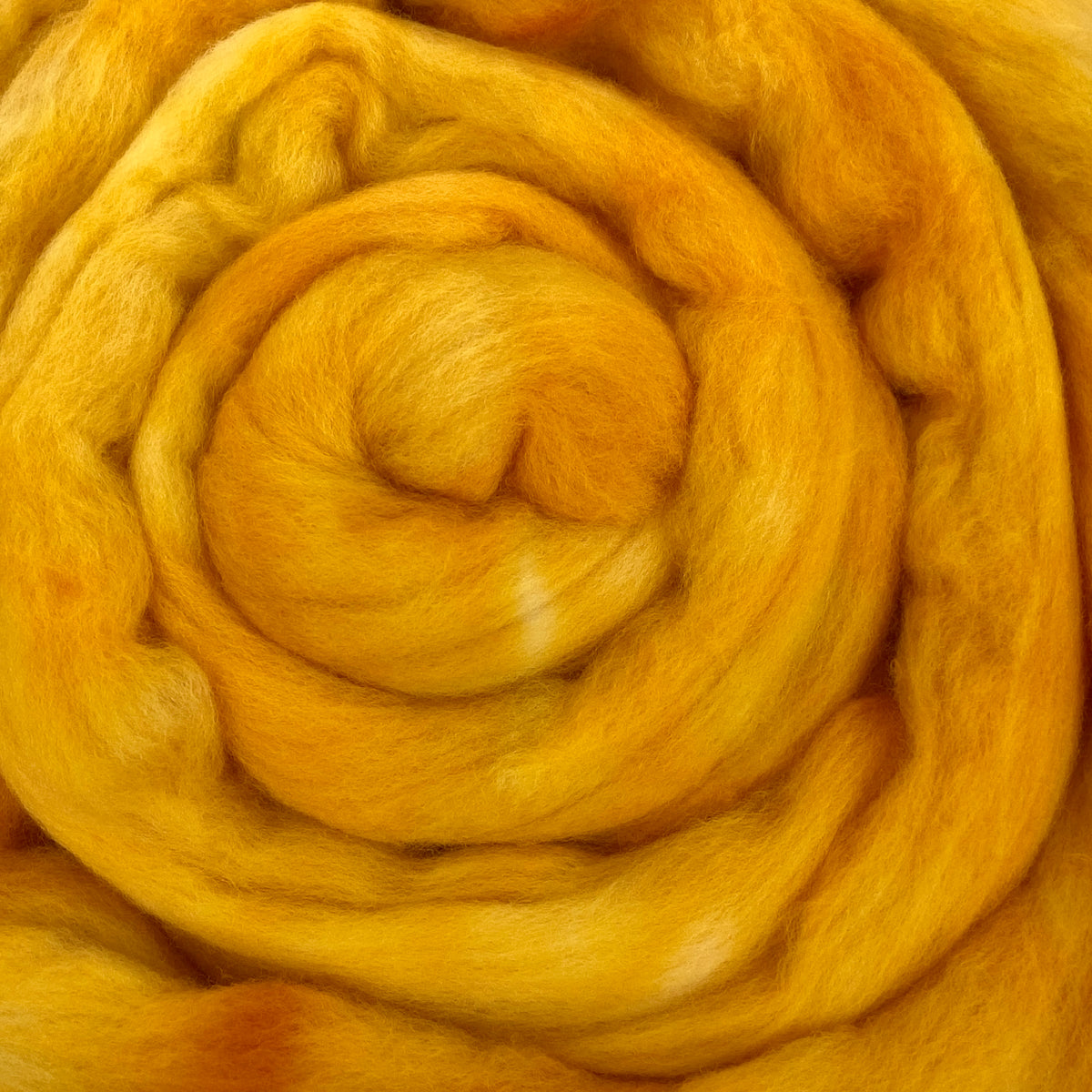 Saffron - 2 oz hand dyed semisolid wool combed top