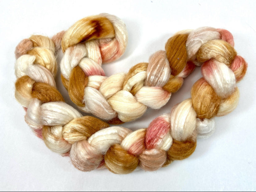 Sea Scallop 4 oz 60/40 Polwarth/silk combed top, roving, spinning fiber, handspinning, felting, needle felting, weaving supplies, wool