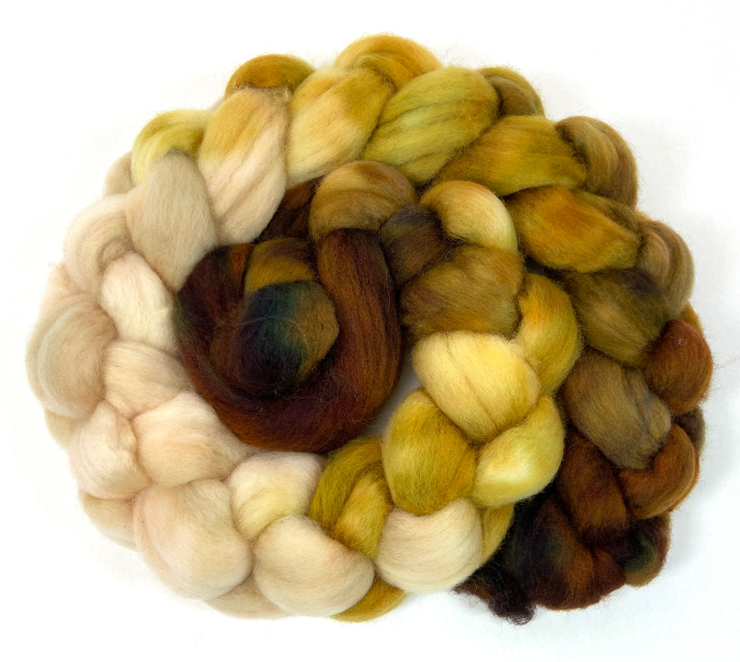 Hazel MG - 4 oz hand painted wool combed top, roving, spinning fiber, handspinning, felting, mirrored gradient