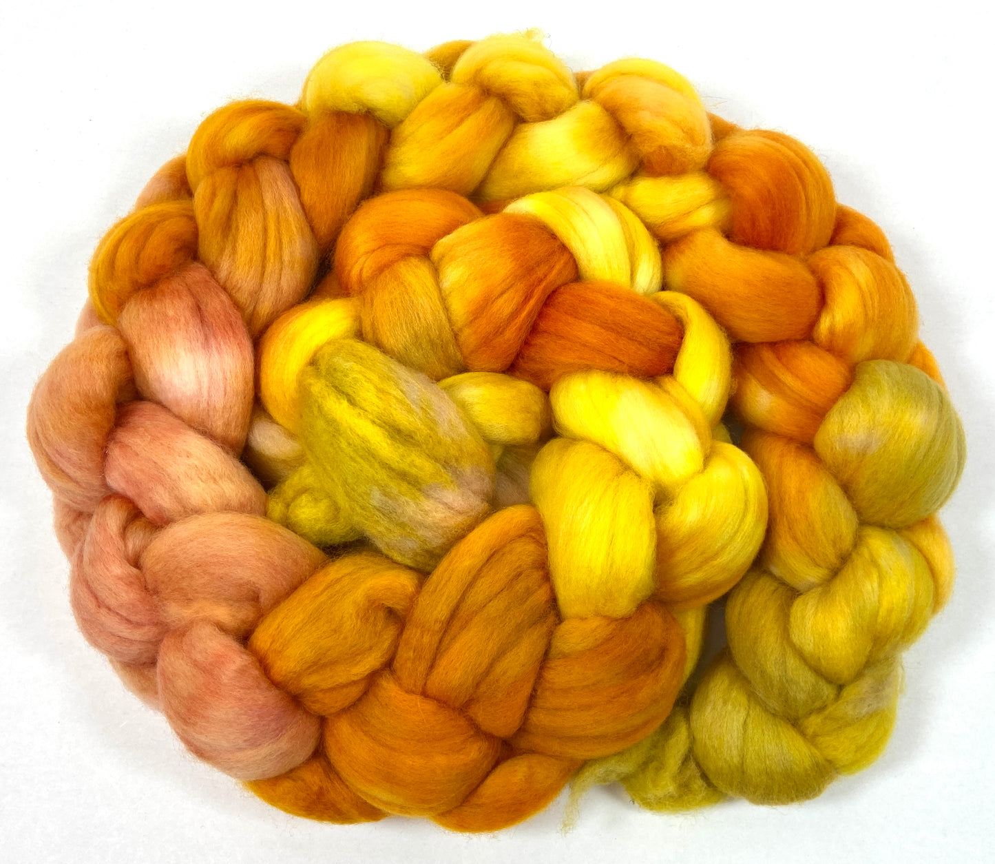 Goldenberry MG - 4 oz hand painted wool combed top, roving, spinning fiber, handspinning, felting