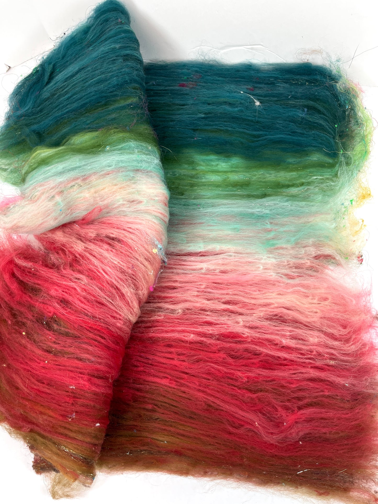 Town and Country Batt 0102-03 - 3 oz Targhee wool, silk, noils, spinning fiber, drumcarded, handspinning, nuno, felting wool, weaving