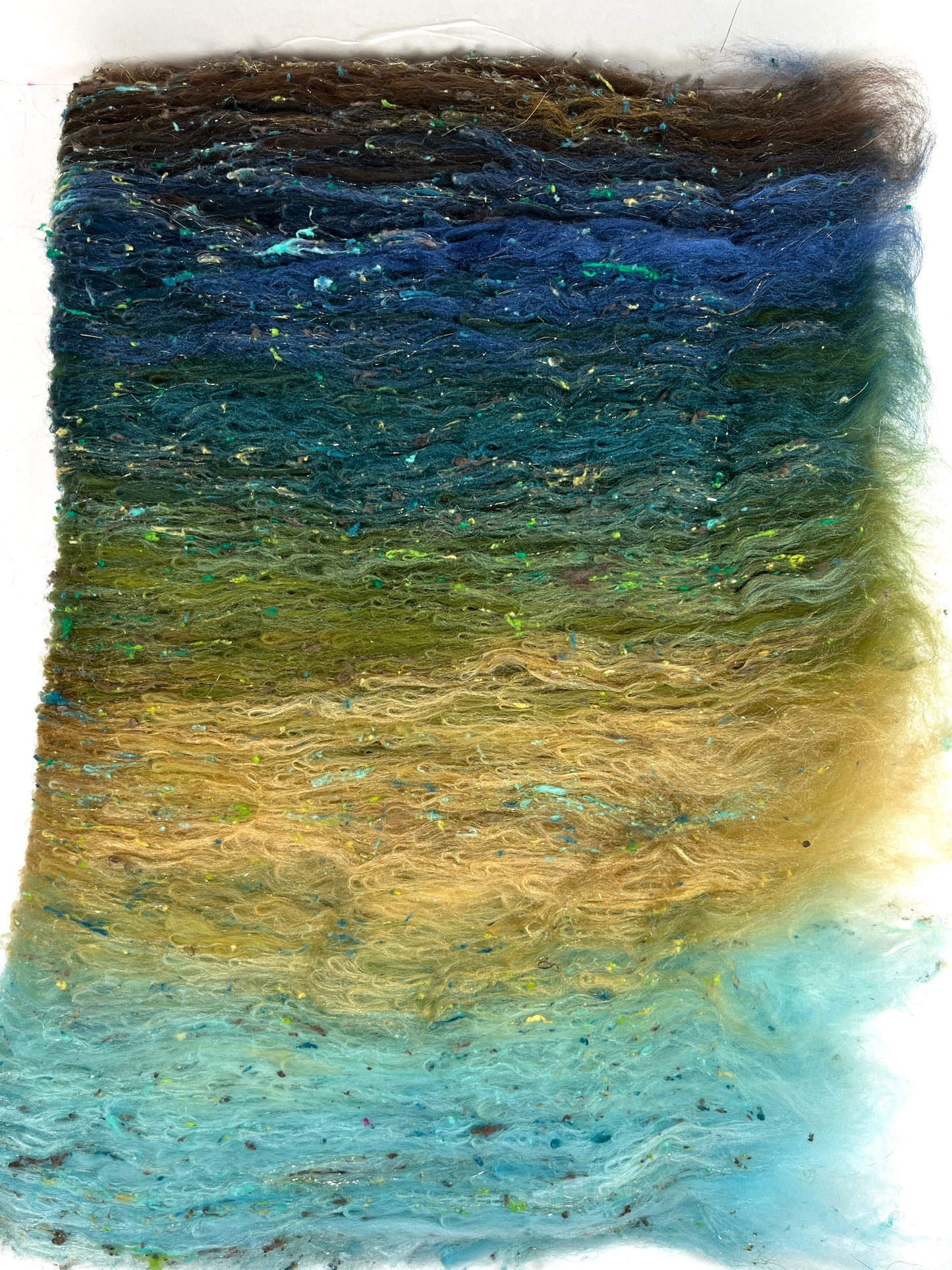 Sherwood Forest Batt 1228-05, 2.6 oz, 18.5 micron Merino wool, silk, spinning fiber, felting wool, weaving fiber