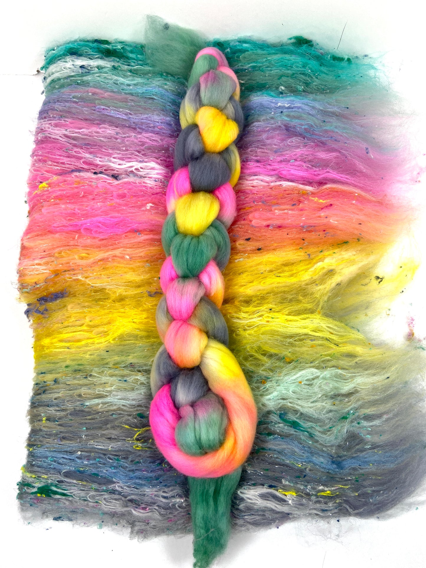 Nancy Batt/top Combo 1122-04, 4.5 oz, Polwarth wool, silk, bamboo, spinning fiber, felting wool, weaving fiber