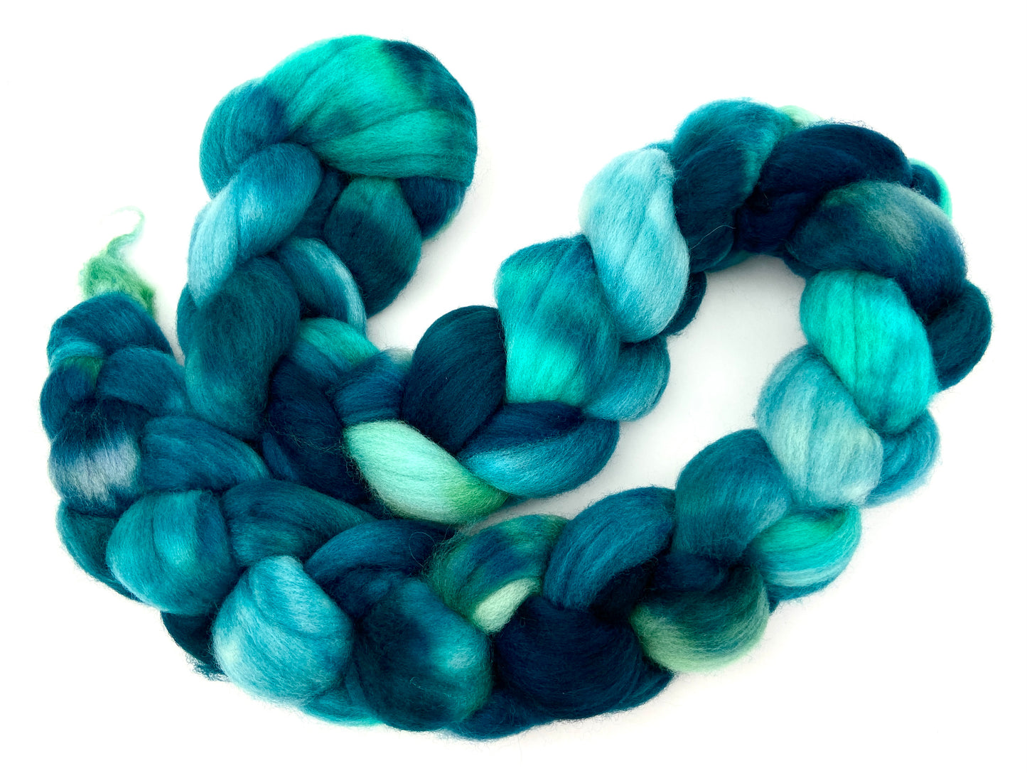 Dioptase SC - 4 oz hand painted wool combed top, roving, spinning fiber, handspinning, felting