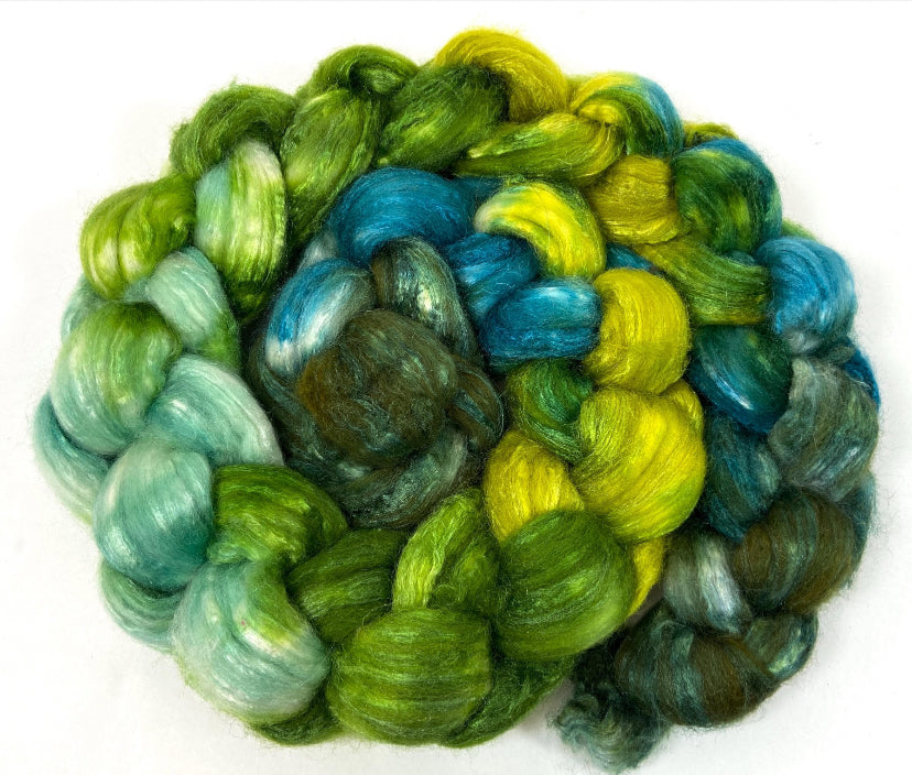 Emerald Isle MG- 4 oz 75/25 BFL/silk combed top, roving, spinning fiber, handspinning, felting, needle felting, weaving supplies, wool