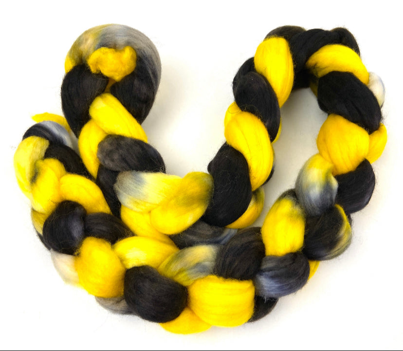 Bzzzzzzz - 4 oz 18.5 micron Merino wool combed top, roving, spinning fiber, handspinning, nuno felting, spinning supplies