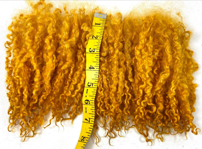 Wensleydale locks, Saffron, 7 inches long, super clean, separated, spinning, felting, fiber art, doll hair, nuno, lockspun yarn 0712-03