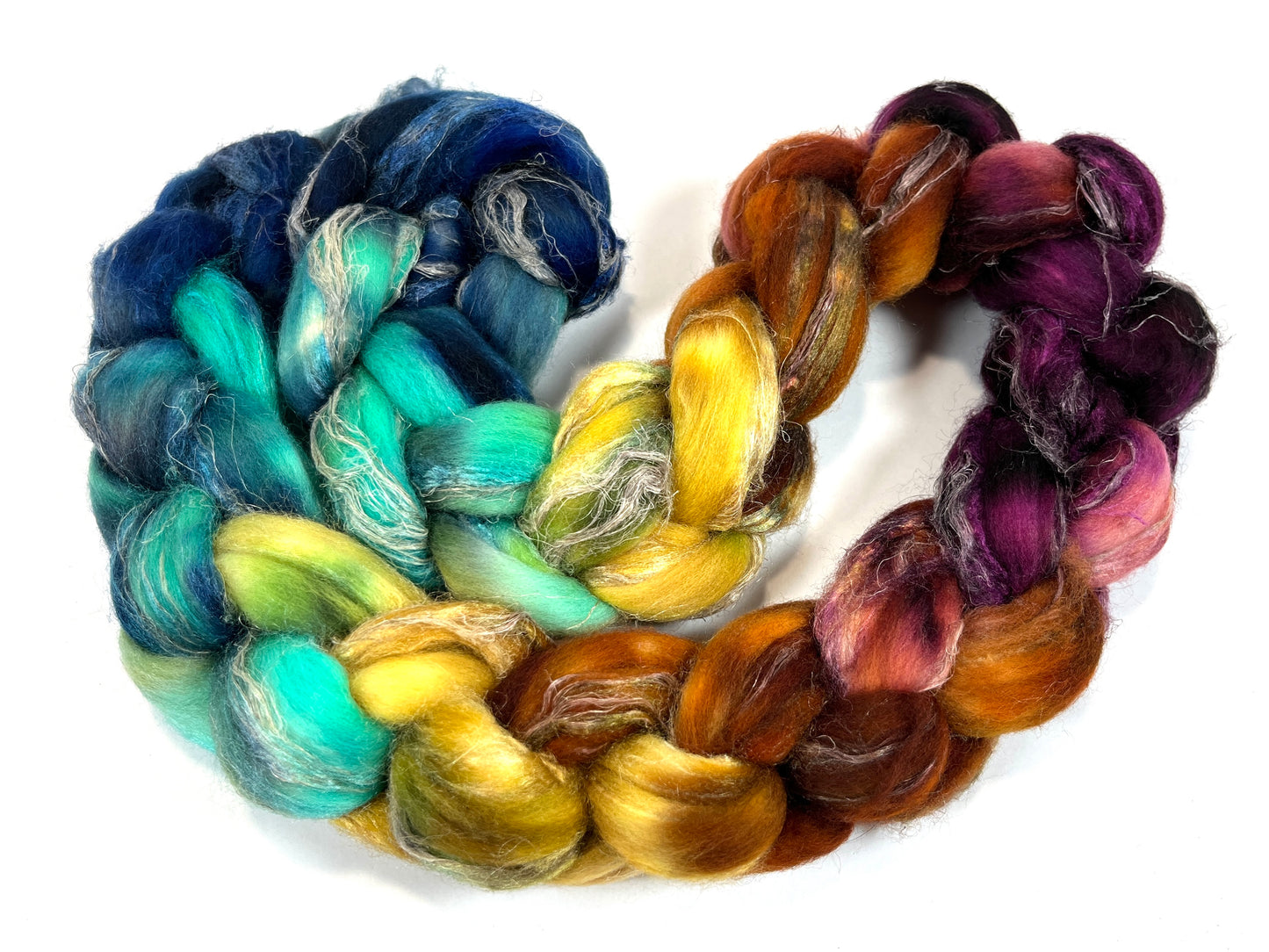 Reverie MG - 4 oz Merino, silk, flax combed top, roving, spinning fiber, handspinning, felting, needle felting, weaving supplies