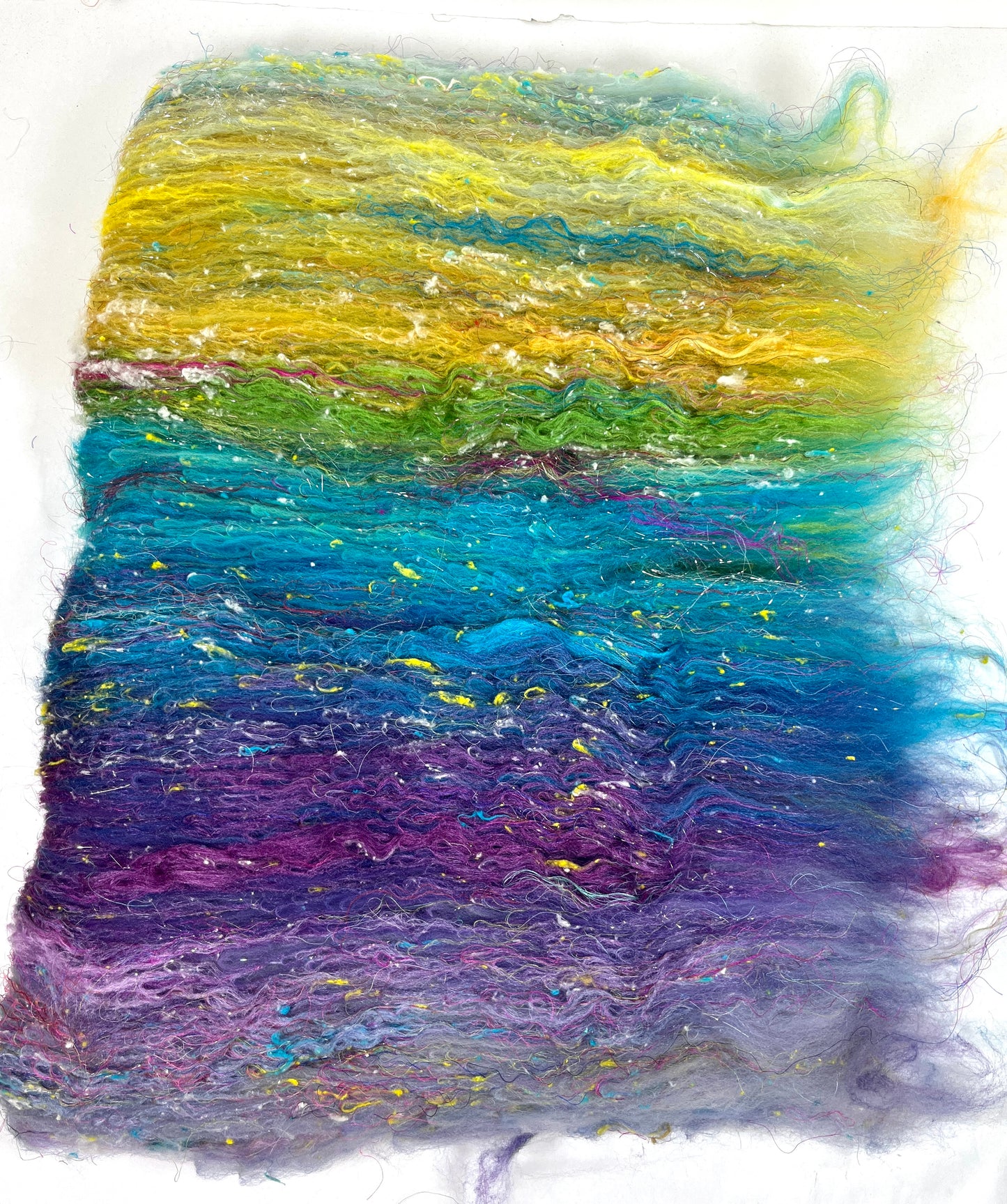 Sapphire Cove Batt 0307-02 - 2.8 oz Targhee wool, silk, noils, spinning fiber, handspinning, nuno, felting wool, weaving
