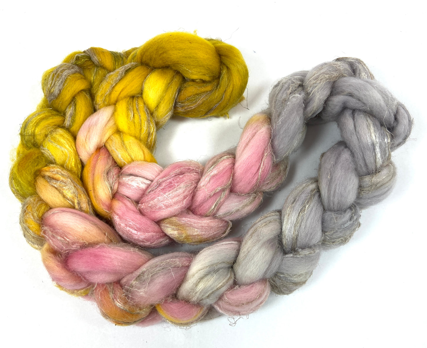 Braaains! Oopsie - 4 oz Merino, silk, flax combed top, roving, spinning fiber, handspinning, felting, needle felting, weaving supplies