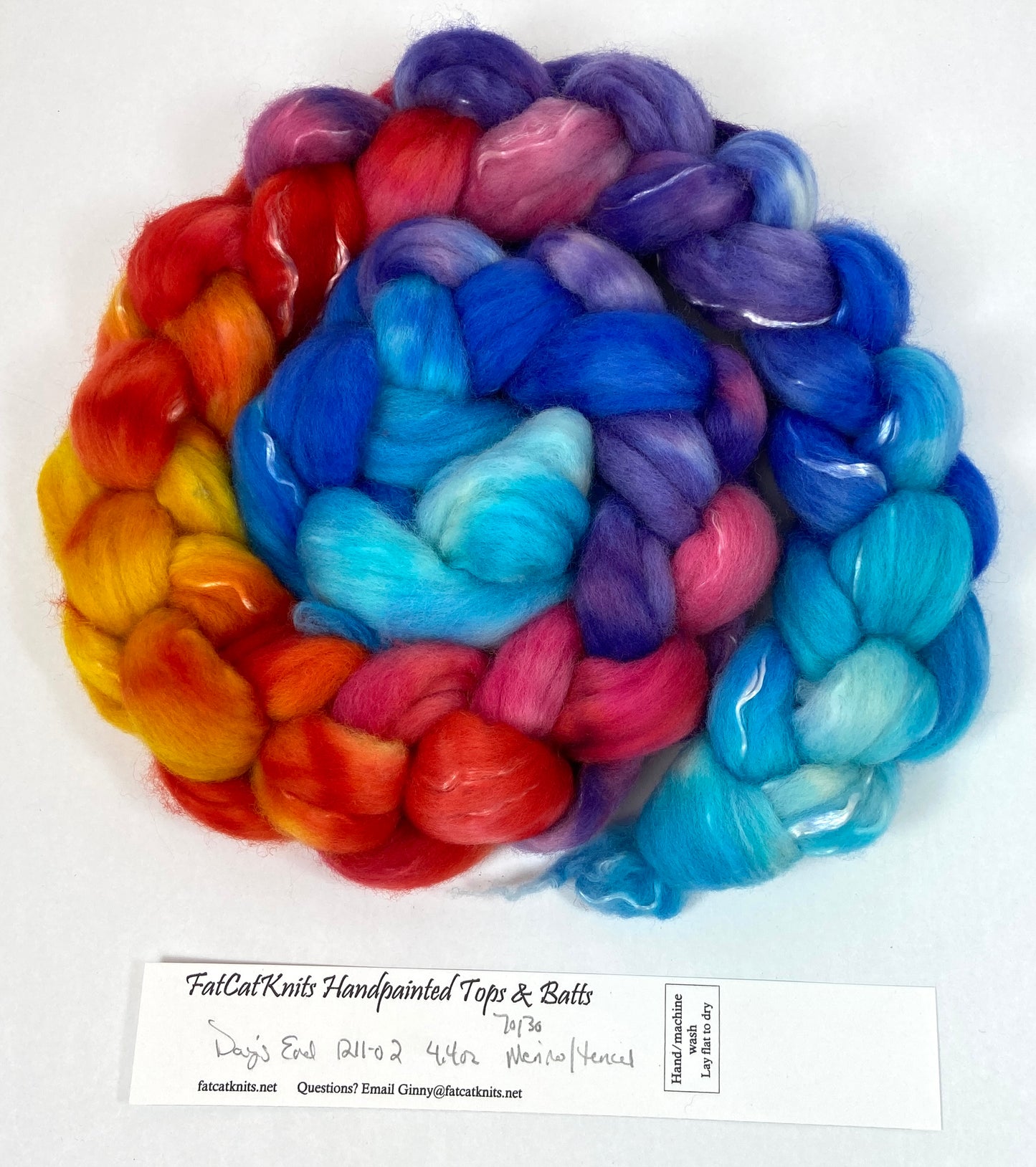 Day's End 1211-02 Merino and tencel combed top, roving, spinning fiber, handspinning, felting, needle felting, weaving supplies