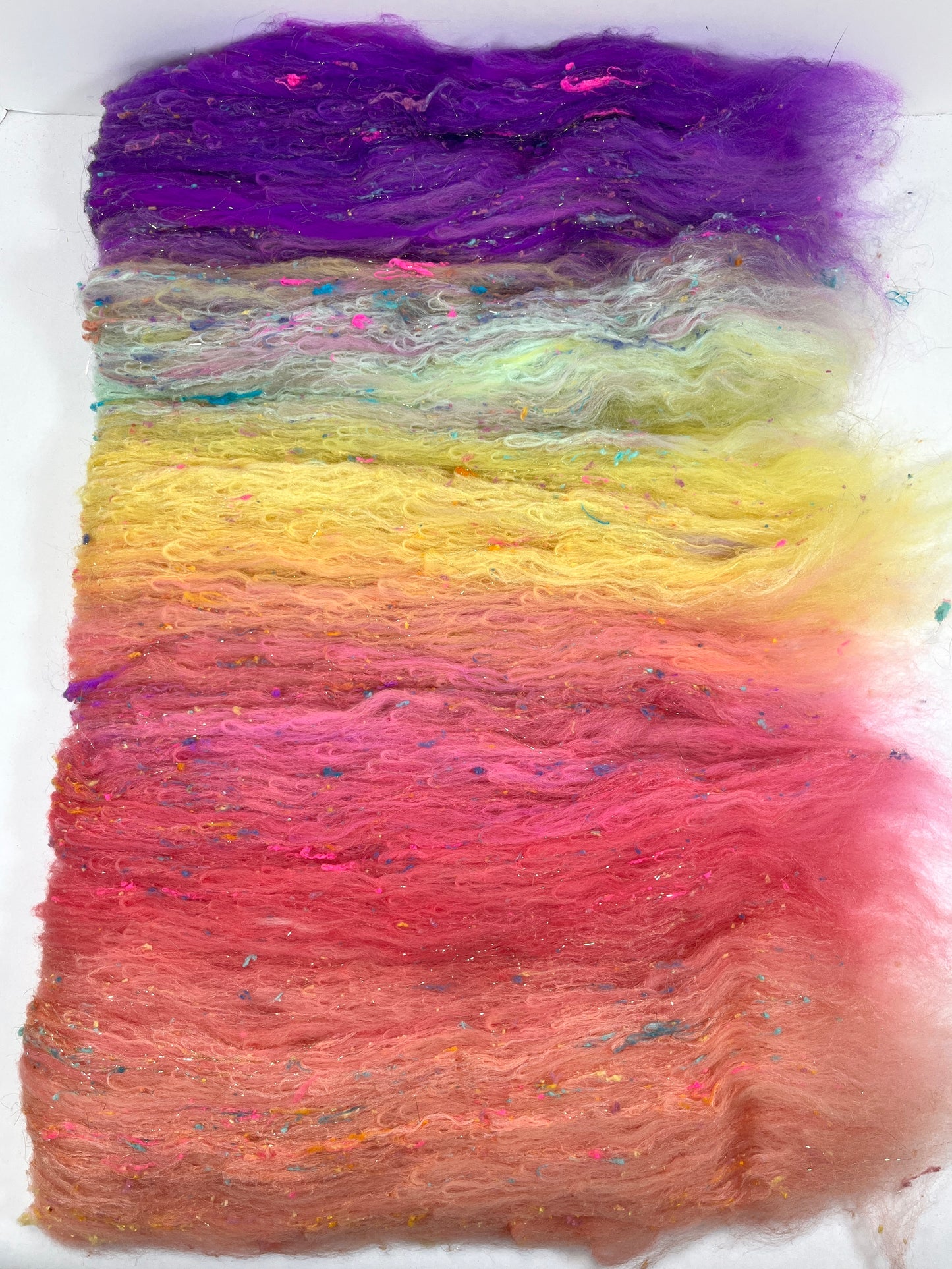 Cindy Lou Gradient Batt 0801-02 - 2.6 oz Polwarth wool, silk, noils, spinning fiber, handspinning, nuno, felting wool, weaving, spindle