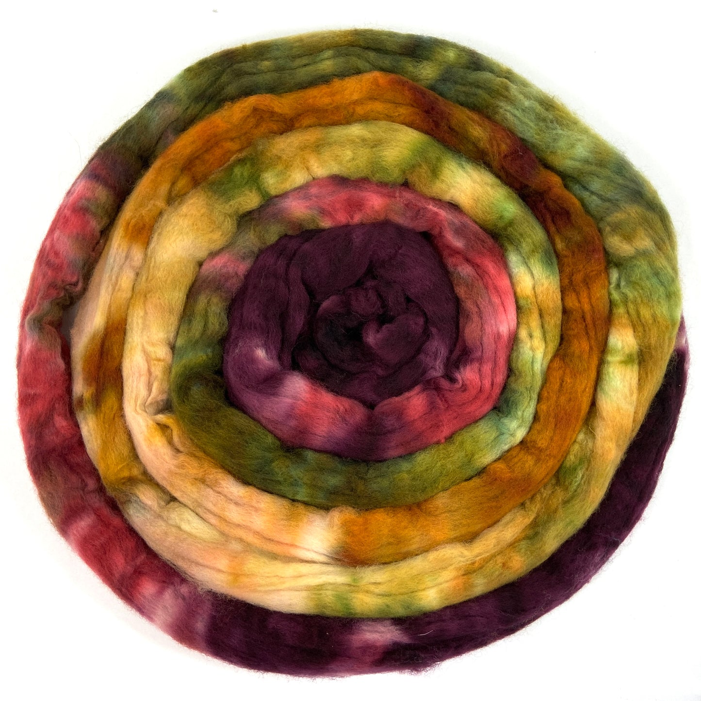 Renaissance MG - 4 oz hand painted wool combed top, roving, spinning fiber, handspinning, felting