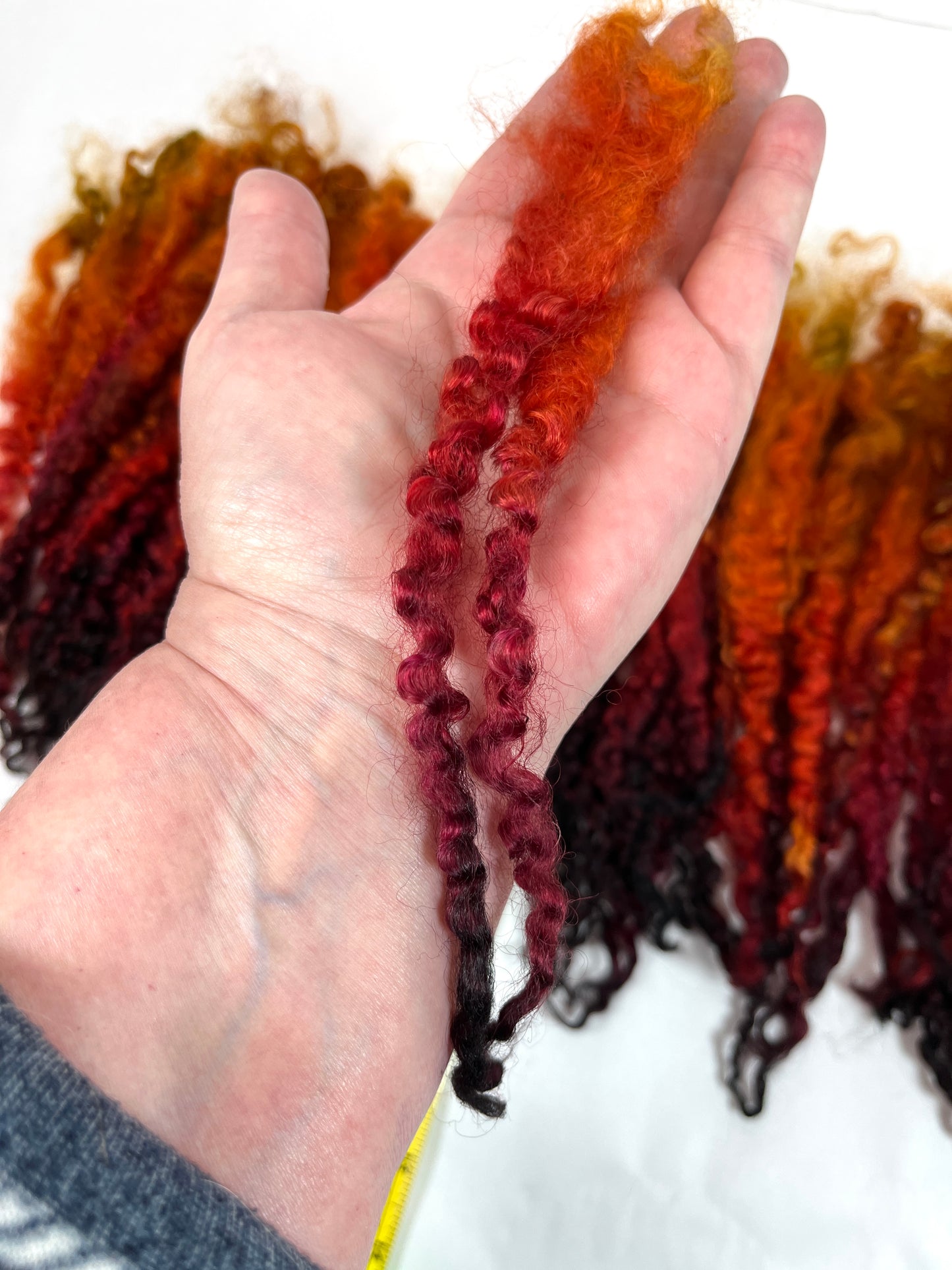 Teeswater LONG locks, Curried Beets, 11-12 inches, separated, super clean, spinning, felting, fiber art, doll hair, wool locks, reroot
