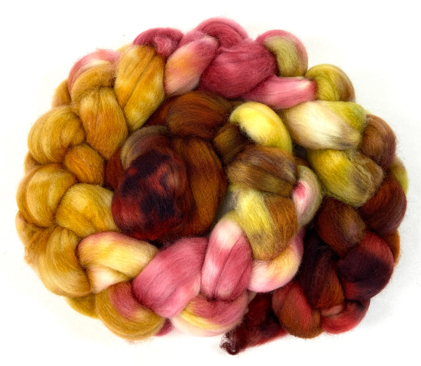 Old Rose MG - 4 oz hand painted wool combed top, roving, spinning fiber, handspinning, felting