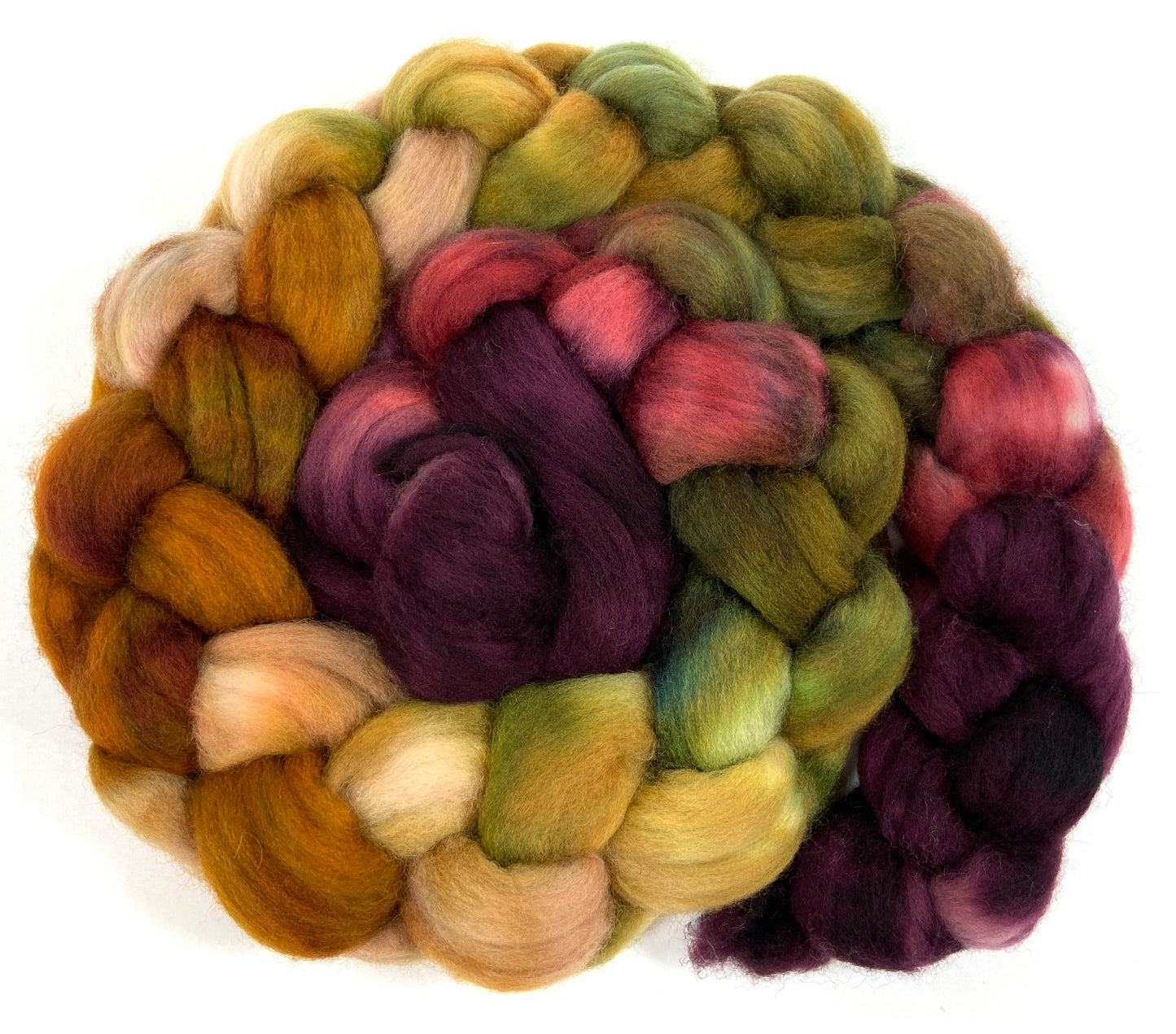 Renaissance MG - 4 oz hand painted wool combed top, roving, spinning fiber, handspinning, felting