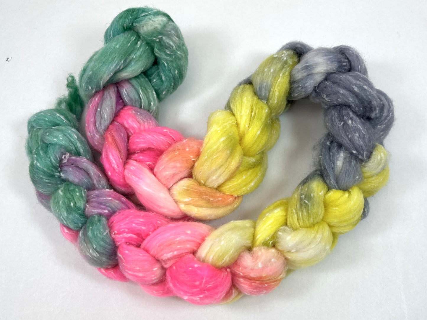 Nancy MG - 4 oz 80/20 South American wool/rayon nepps combed top, roving, spinning fiber, handspinning, felting, needle felting, weaving supplies