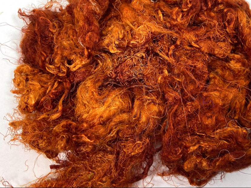 Throwsters, silk, Copper Penny, .5 oz, nuno, wet felting, spinning fiber, art yarn, handspinning, nuno, corespinning, weaving, 0907-03