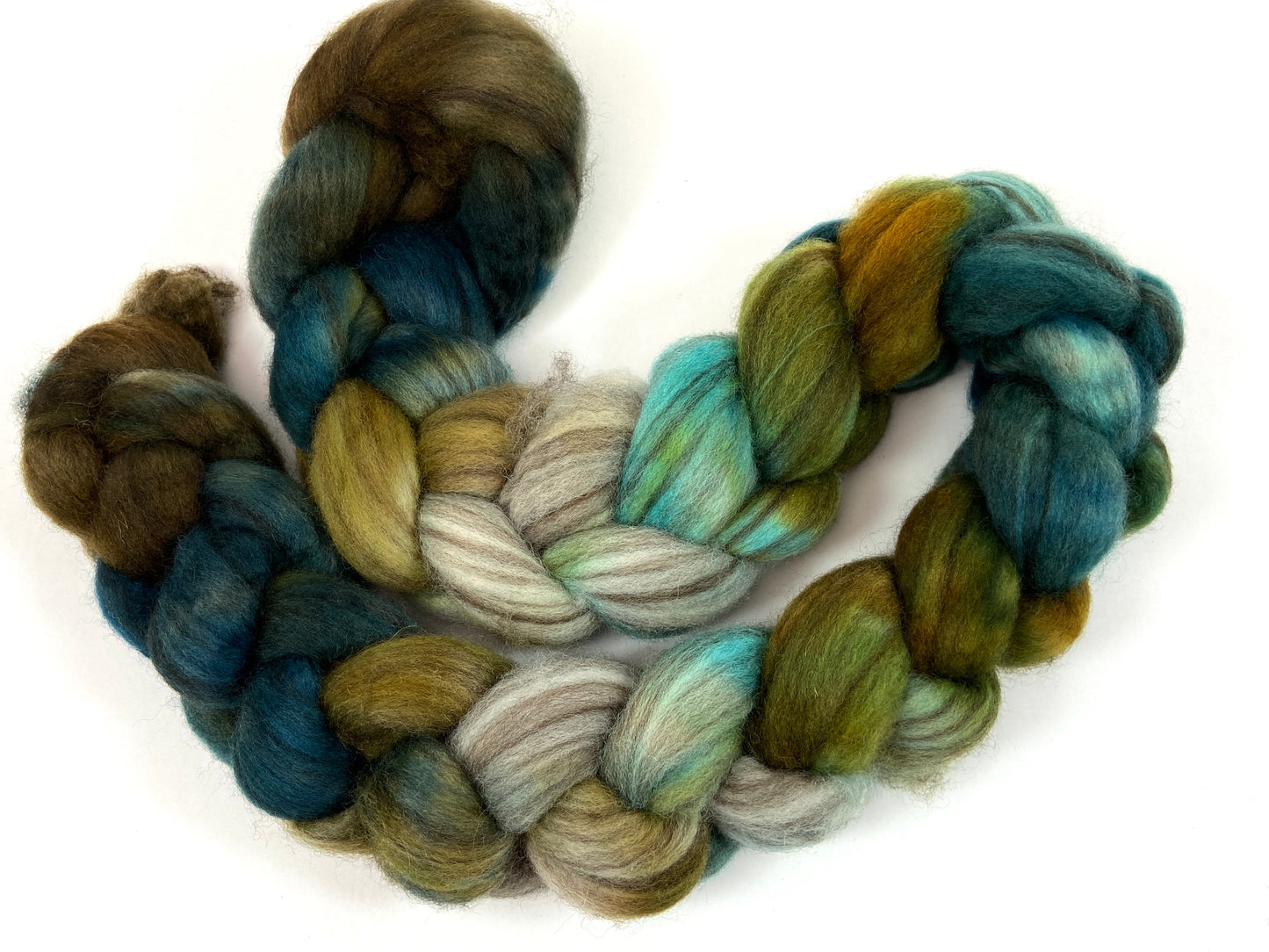 Tide Pool MG - 4 oz BFL Swirl wool combed top, roving, spinning fiber, handspinning, felting, needle felting, weaving supplies