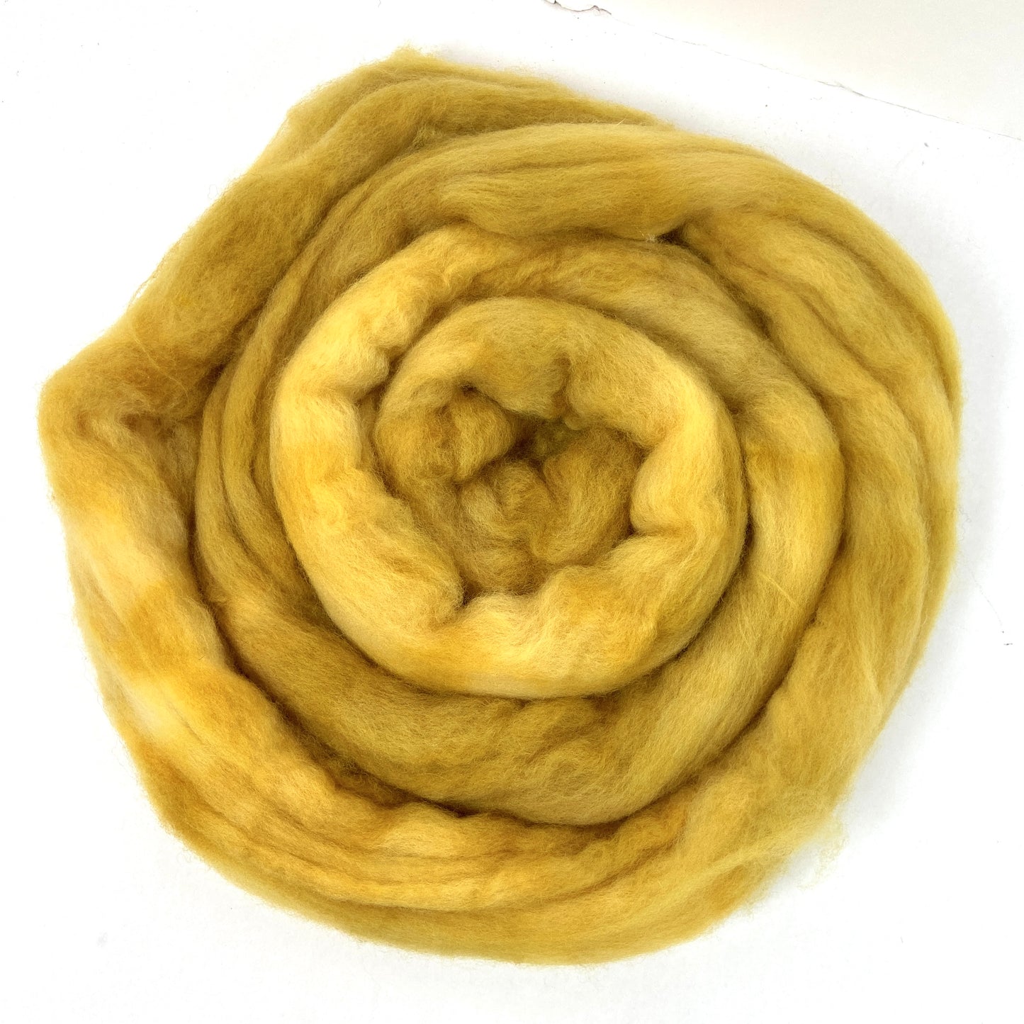 Yellow Ochre - 2 oz hand dyed semisolid wool combed top