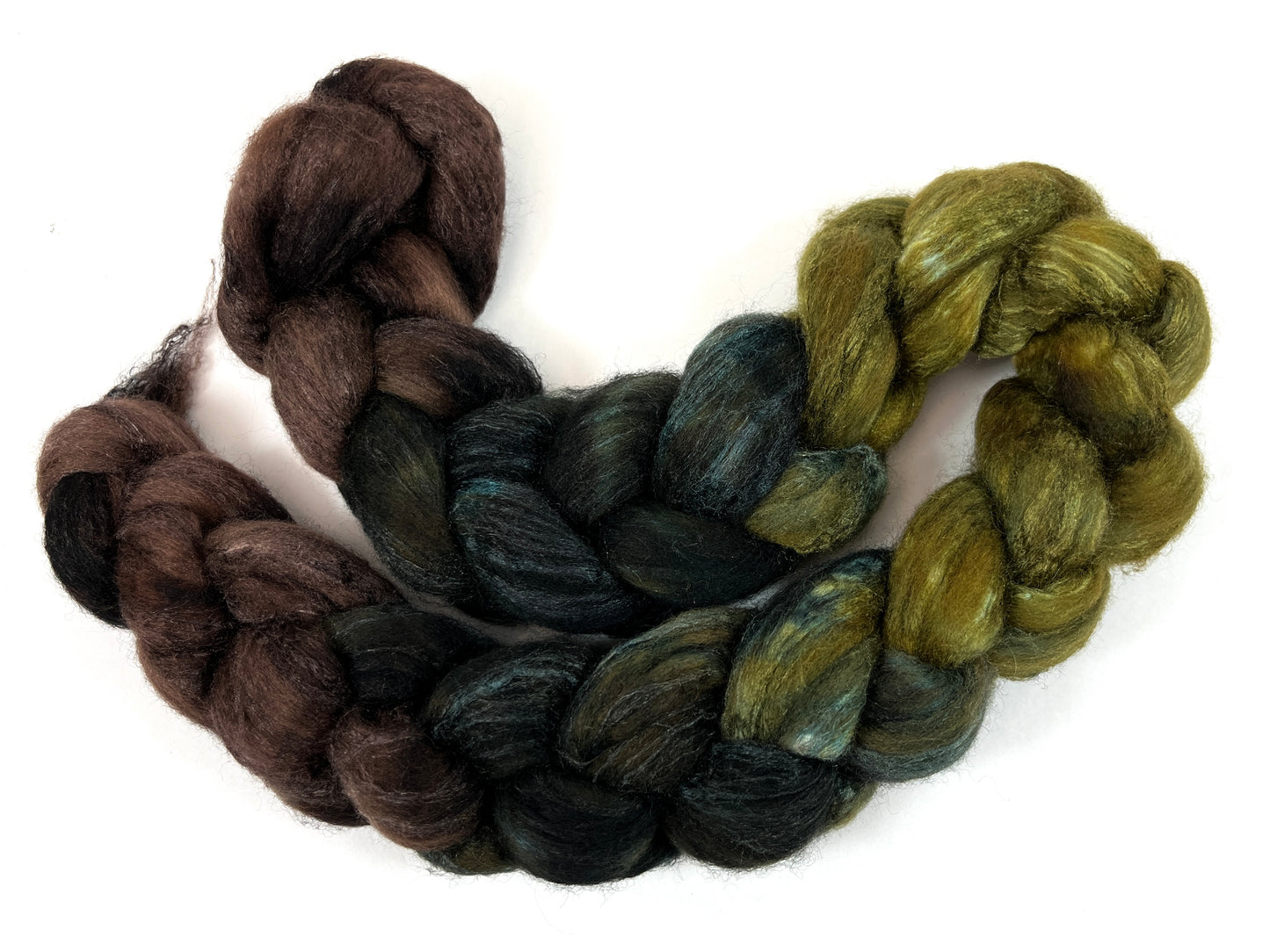 Peat Bog MG - 4 oz BFL/silk combed top, roving, spinning fiber, handspinning, felting, needle felting, weaving supplies