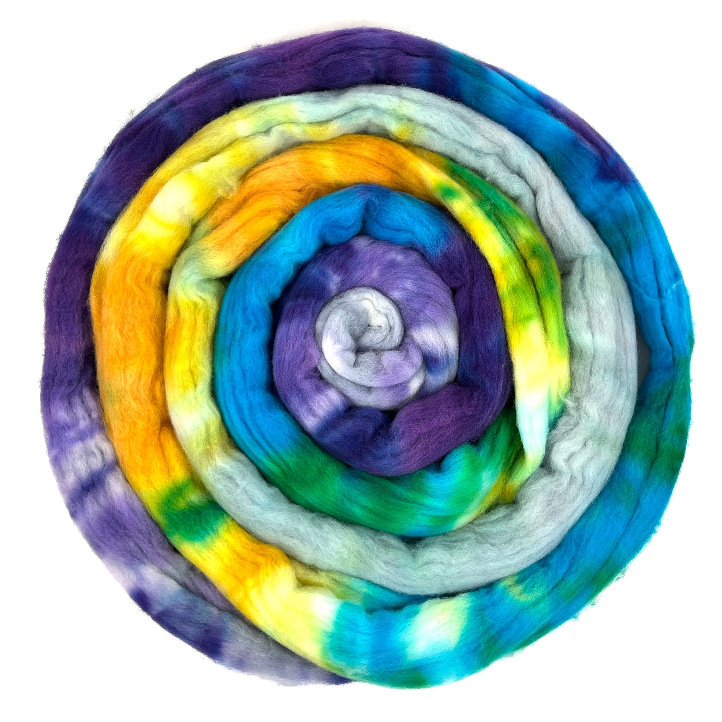 Sapphire Cove MG - 4 oz hand painted wool combed top, roving, spinning fiber, handspinning, felting